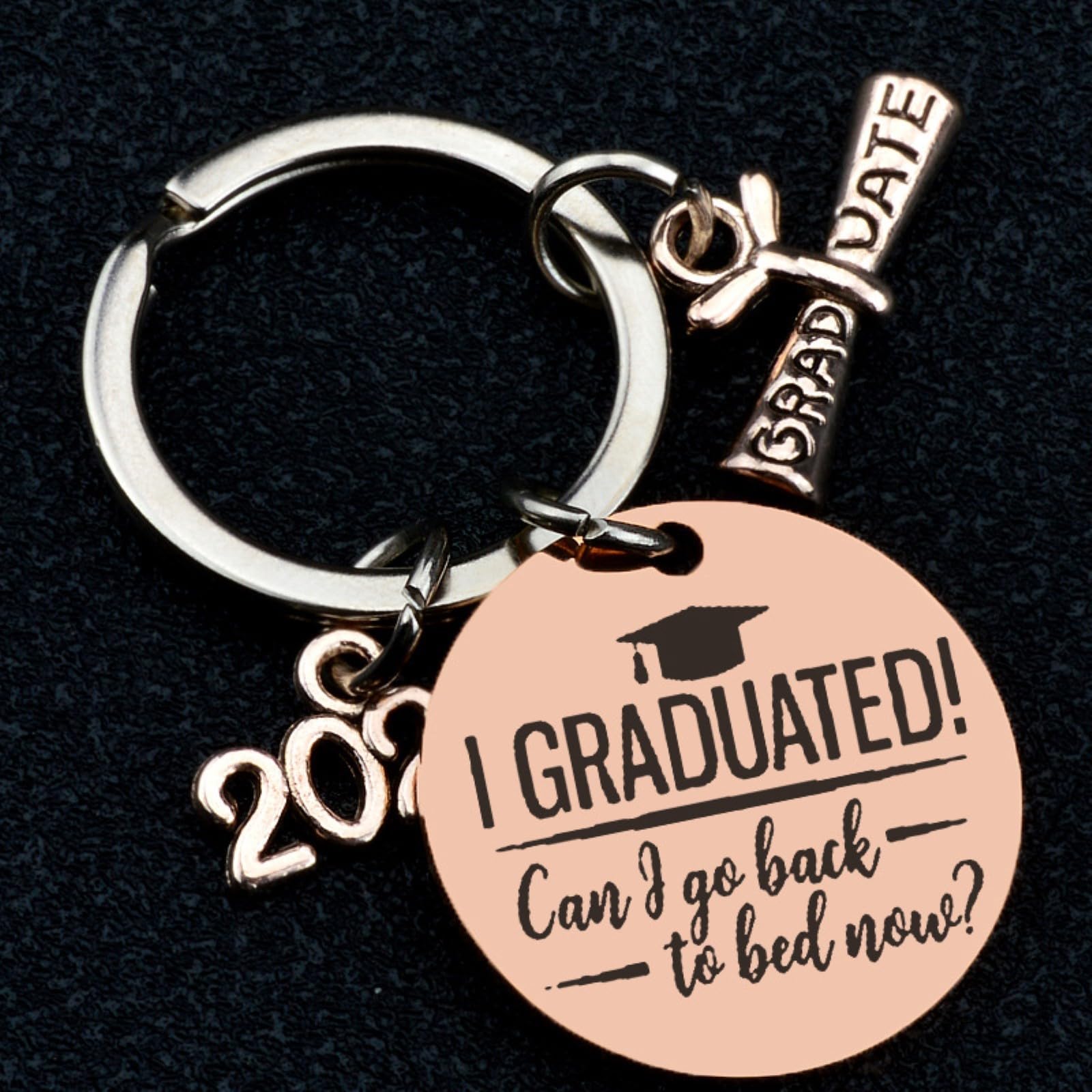 LUOZZY 8-Piece Class of 2025 Graduation Keychain Set - 'I Graduated Can I Go Back to Bed Now' Funny Keychains for 2025 Graduation Party Favors & Gifts - Perfect for High School & College Graduation Celebrations