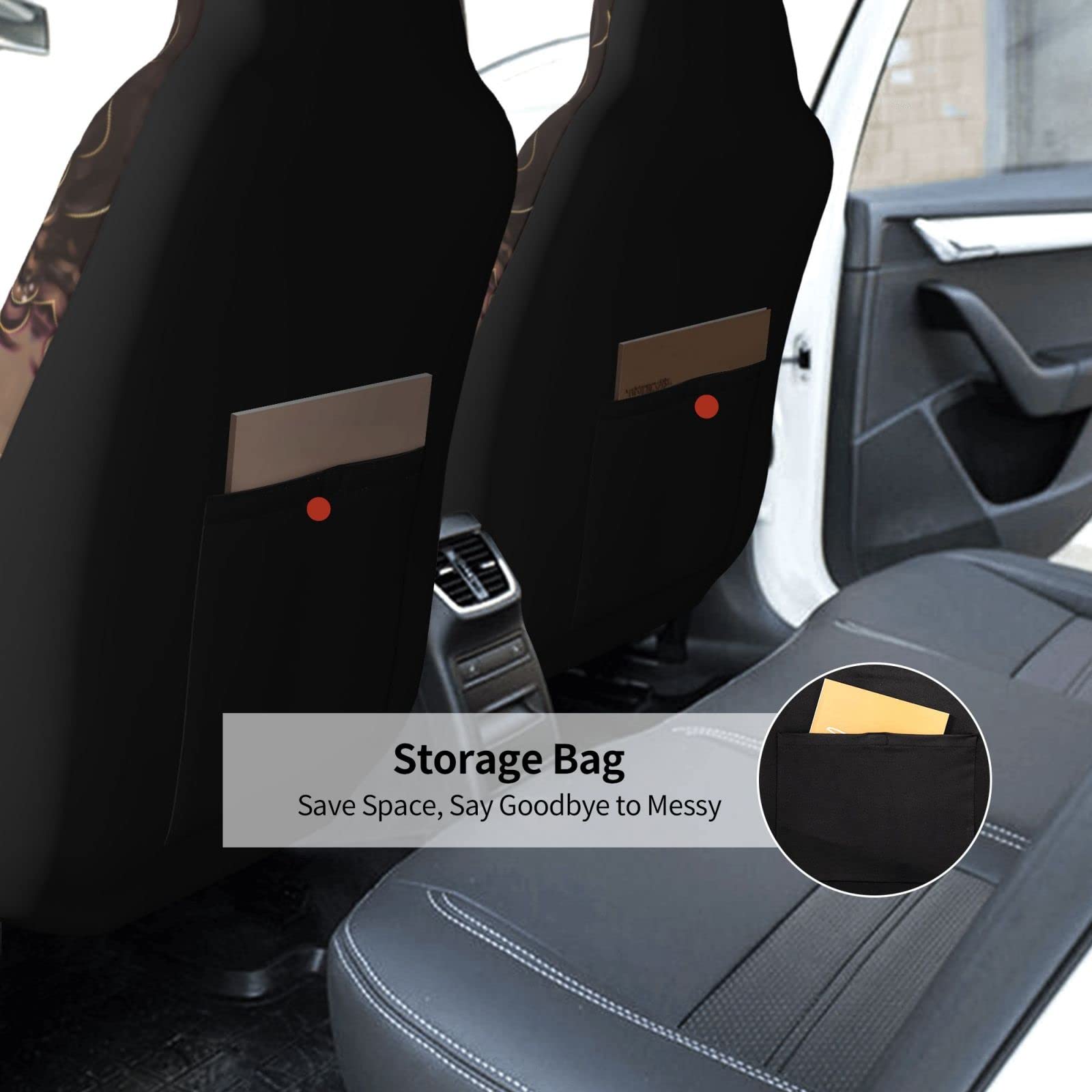 Universal Stretch Car Seat Covers for African American Girls - 2-Piece Full Front Bucket Seat Protectors Fits Most Cars, Sedans & Vans | Perfect for School Drop-offs, Road Trips & Daily Commutes