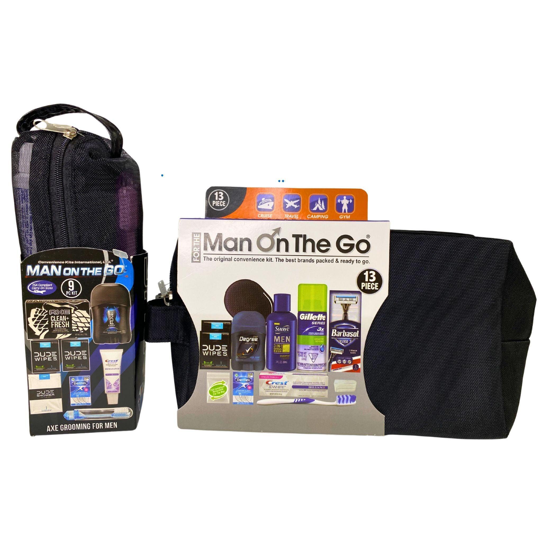 22 Pcs Man On The Go Travel Kit Set - Essential Toiletries & Accessories for Business Trips, Vacations & Camping