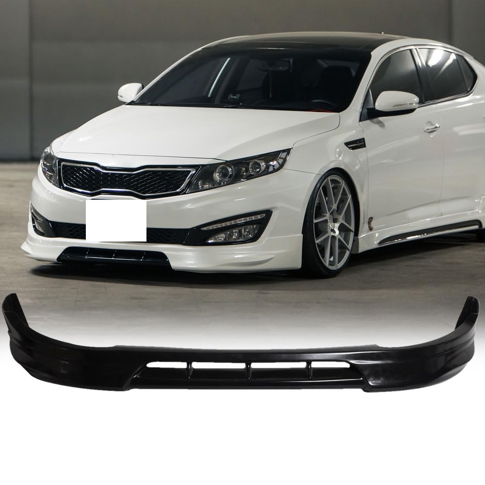 IKON MOTORSPORTS Front Bumper Lip Spoiler for 2010-2013 Kia Optima | DS Style PU Polyurethane Black Front Splitter | Enhances Aerodynamics & Sporty Look | Perfect for Car Enthusiasts & Street Racing