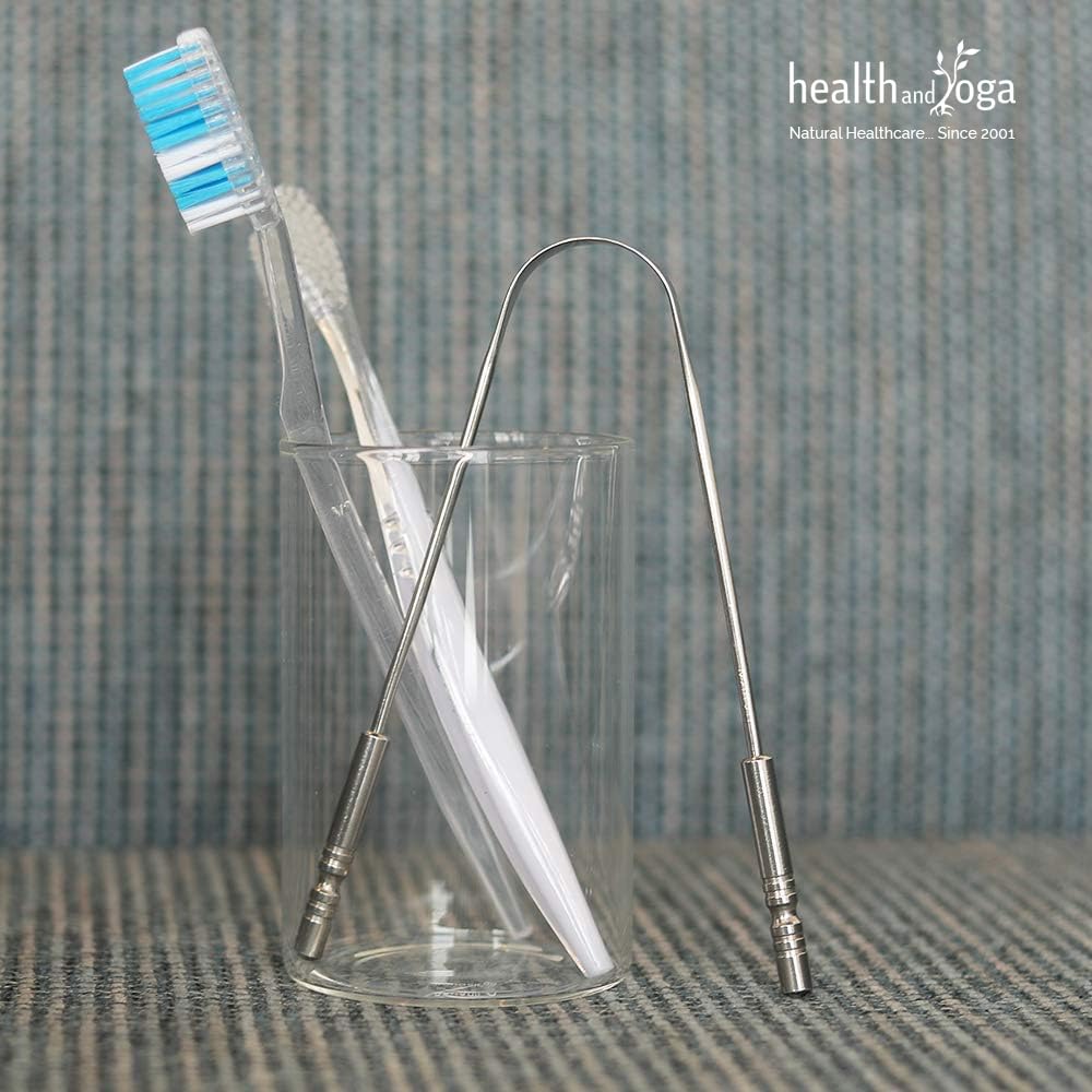 HealthAndYoga™ SteloSwipe Tongue Cleaner Scraper - Surgical Grade Stainless Steel & Copper Tongue Cleaner Set - Perfect for Oral Hygiene & Fresh Breath - Ideal for Daily Use, Travel, and Gifts