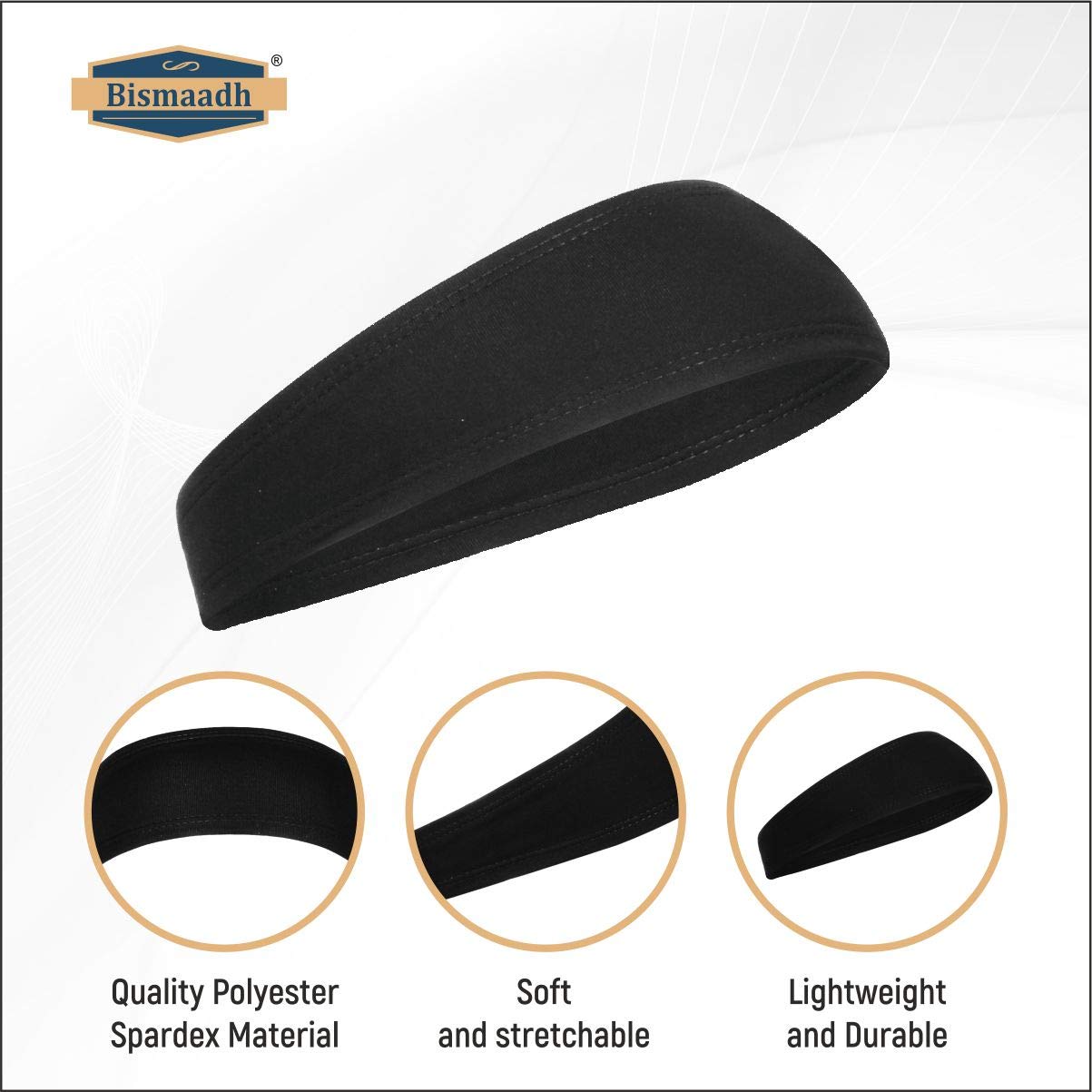 BISMAADH Men's Headband - Moisture Wicking Sports Headband for Running, Workout, Yoga, Football, Cricket - Breathable & Stretchable Athletic Sweatband for Men - Perfect for Gym, Outdoor Sports & Active Lifestyle (Pack of 1)
