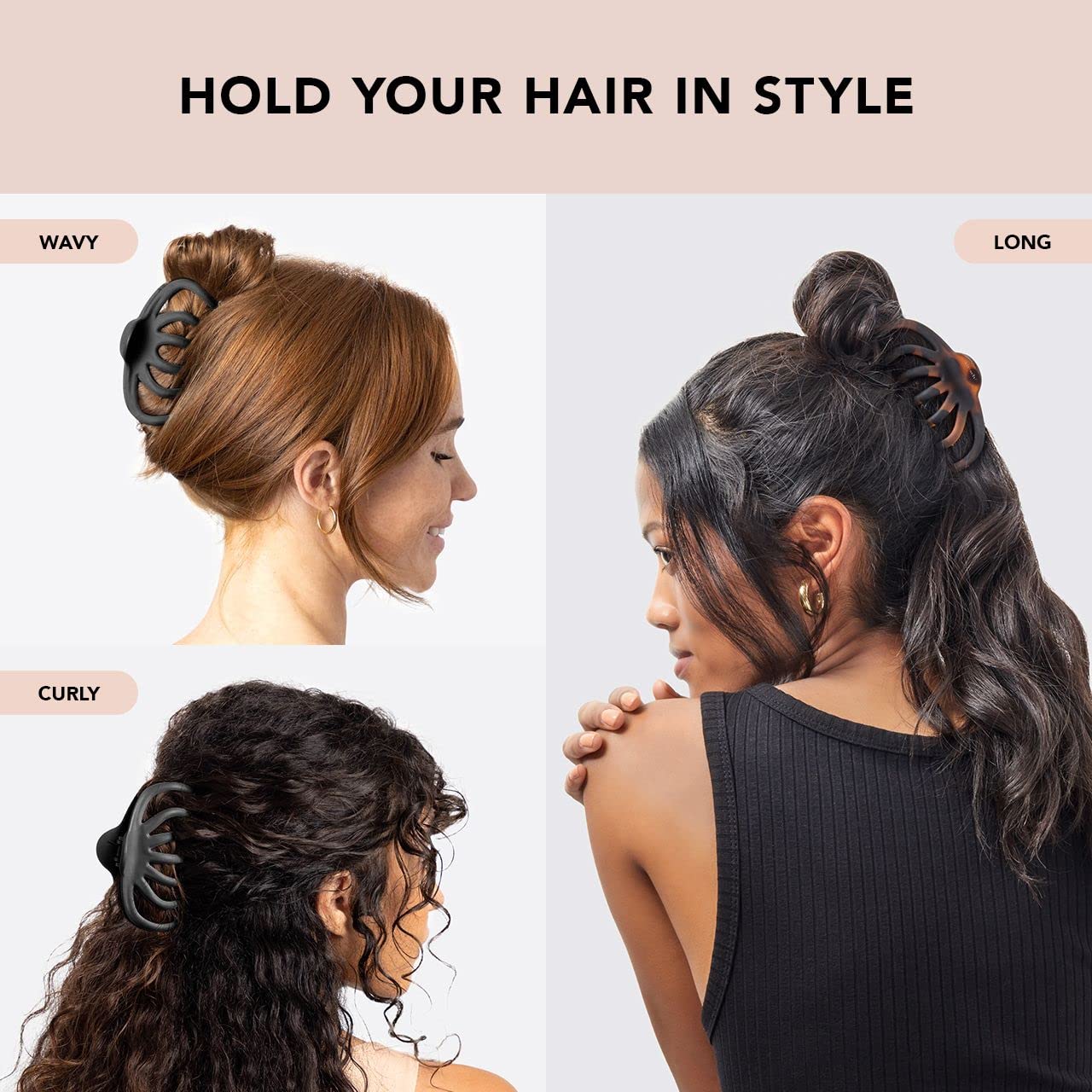 Kitsch Octopus Claw Hair Clips for Women - Cute & Stylish Hair Accessories for Thick Hair (Black & Tortoise, 2pcs) - Perfect for Everyday Use, Beach, Work & Casual Outfits