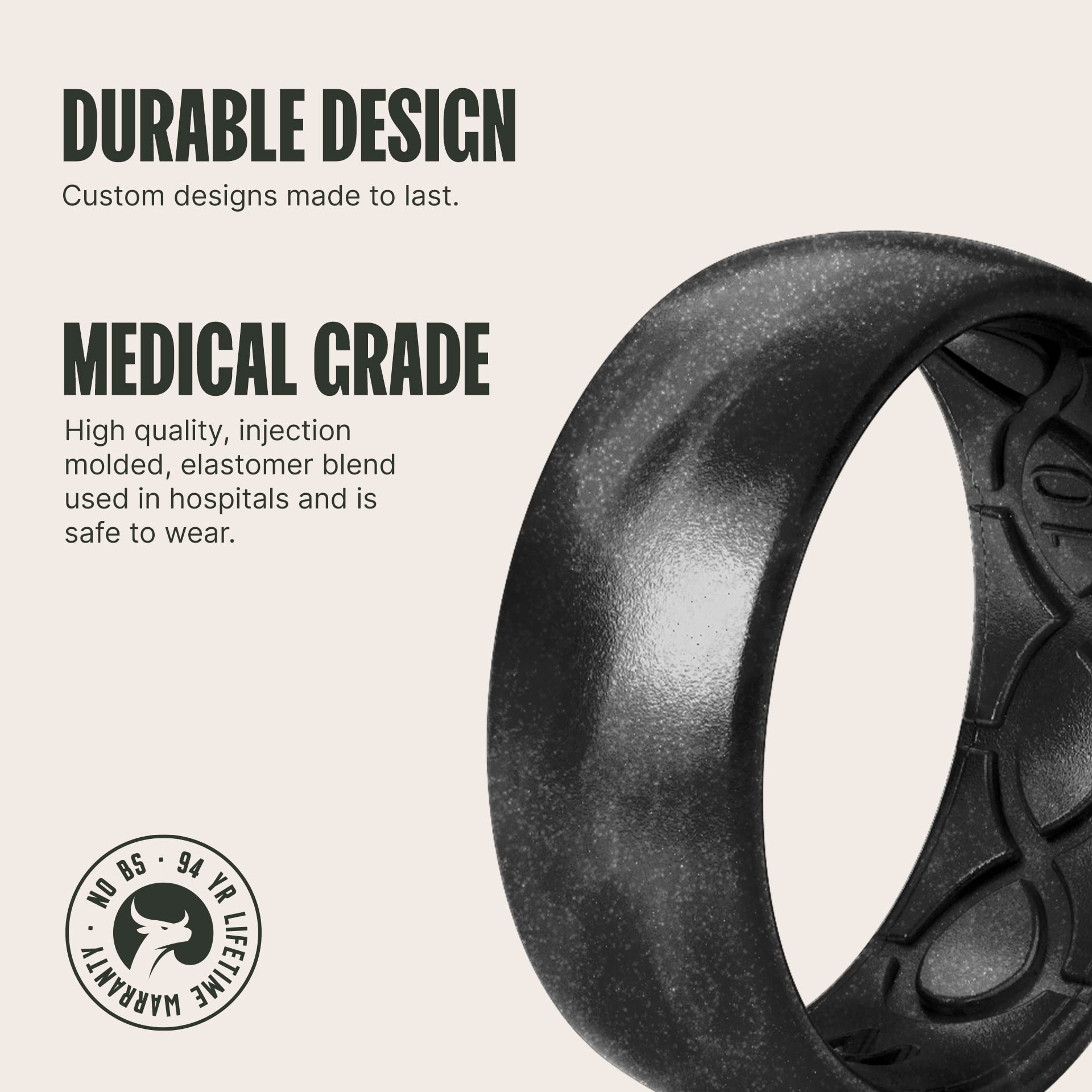 Groove Life Solid Silicone Ring for Men - Breathable Rubber Wedding Band with Unique Design & Comfort Fit - Lifetime Warranty - Perfect for Active Lifestyles, Gym, Swimming & Outdoor Adventures