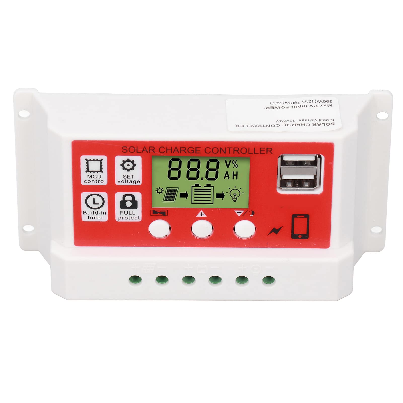 10A Solar Charge Controller with LCD Display for Power Systems - Home & RV Use