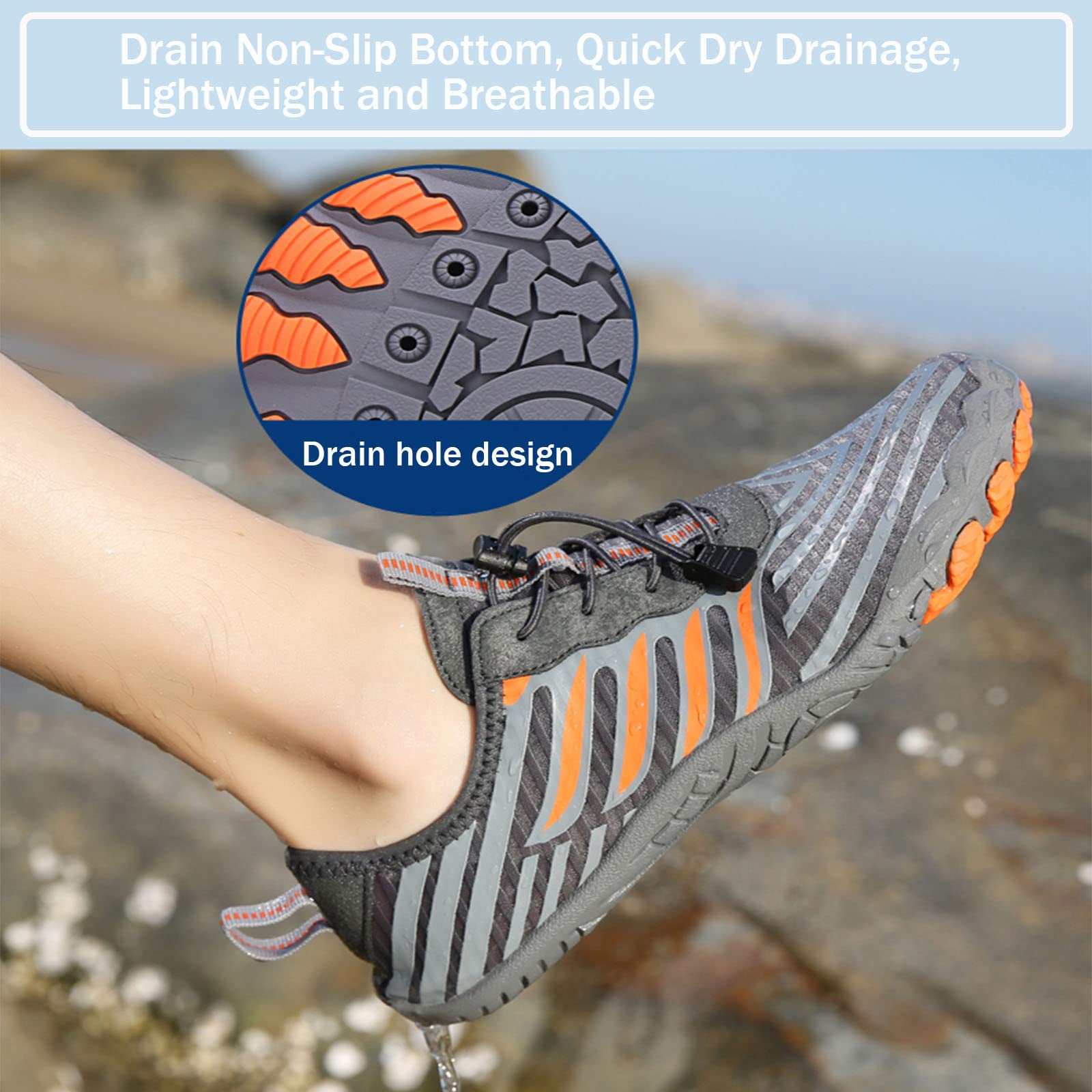 **Mateju Water Shoes for Men & Women - Quick Dry Barefoot Aqua Shoes for Beach, Swim, Surf, Yoga, Diving & Boating | Lightweight & Durable Summer Water Shoes**    **Usage Scenarios:** Perfect for beach outings, swimming, surfing, yoga, diving, boating, and other water sports.