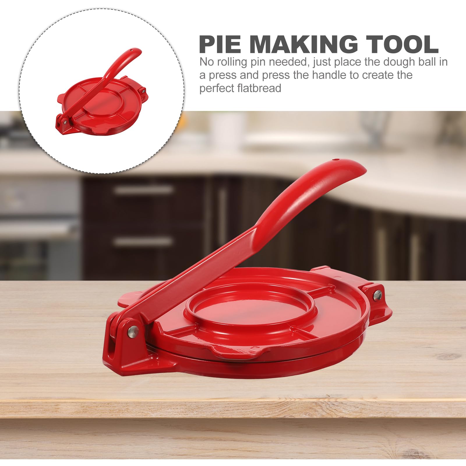 UPKOCH 6.5 Inch Tortilla Press Maker for Corn Flour - Red Cast Iron Tortilla Maker Machine for Roti, Pizza & Dumplings | Perfect for Home Cooking, Mexican Cuisine & Asian Dishes