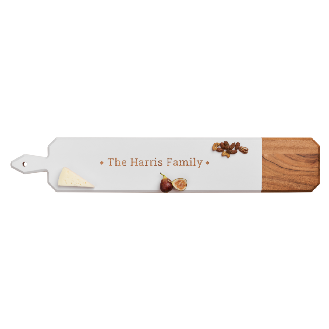 Personalized Acacia Heirloom Skinny Board in White - 34