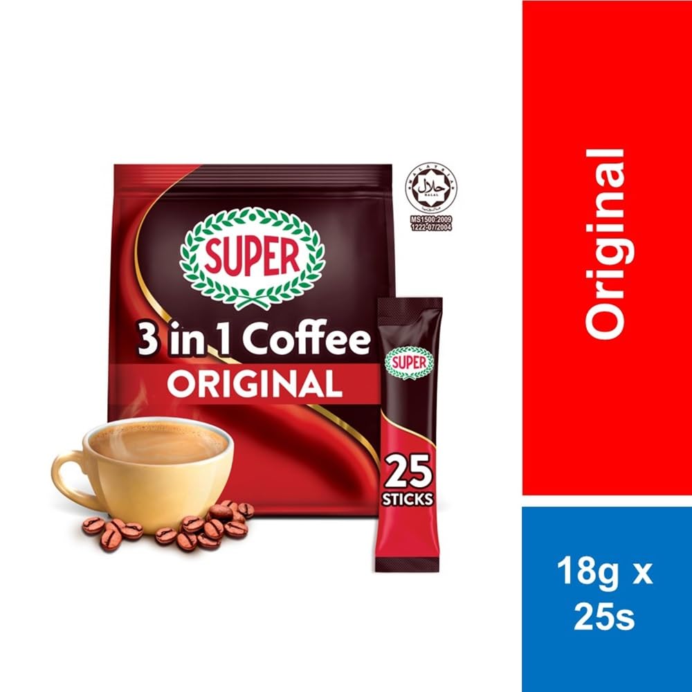 Super Coffee 3-in-1 Instant Coffee Mix - 20g Per Sachet (30 Sachets Pack) - Rich & Creamy Blend for Office, Travel & Home Brewing
