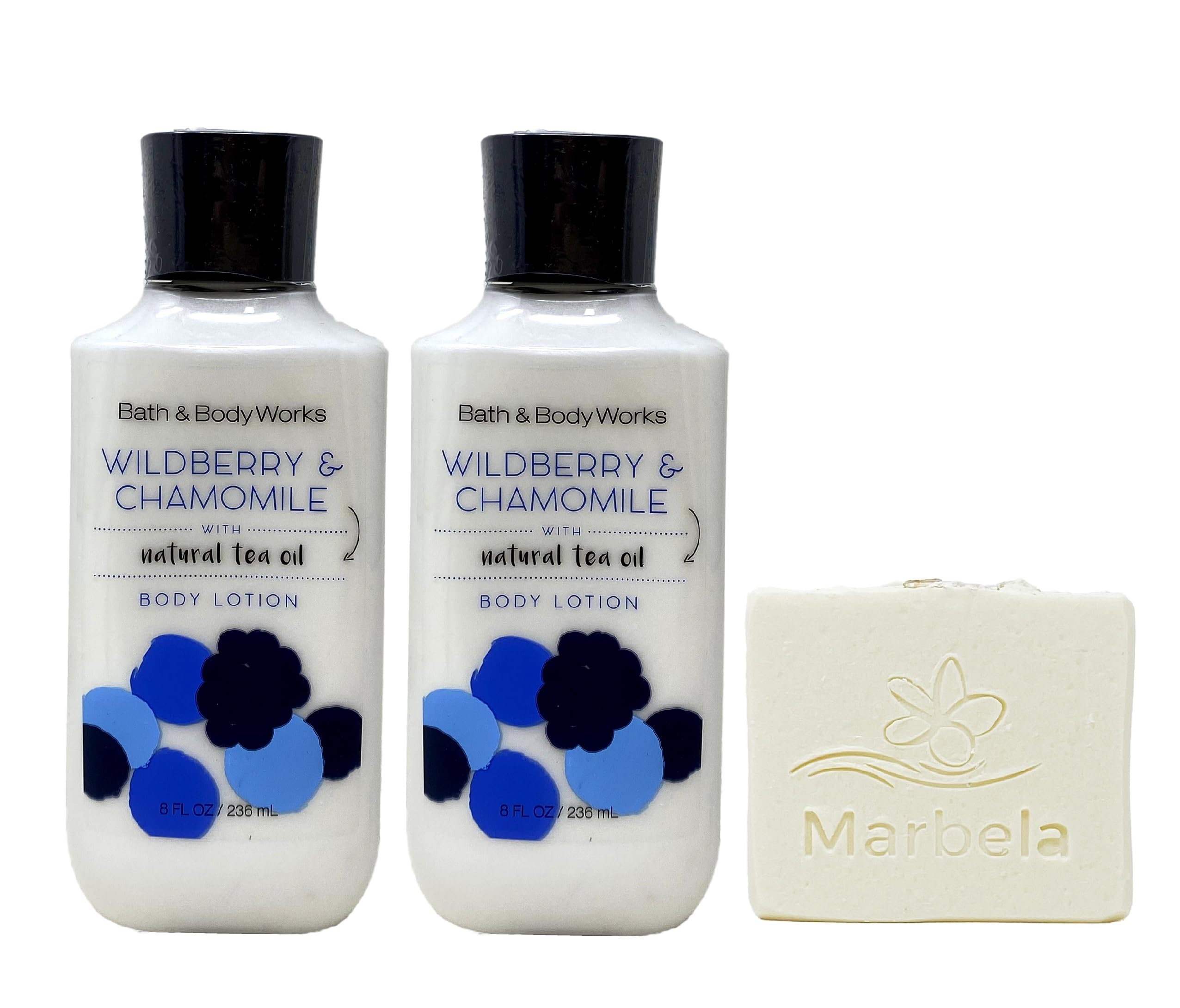 Bath & Body Works Wildberry & Chamomile 2-Pack Moisturizing Body Lotion Set with Natural Oats Bar Soap - Full Size Hydrating Skincare Bundle for Dry Skin | Perfect for Daily Use, Gift Sets & Self-Care Routine