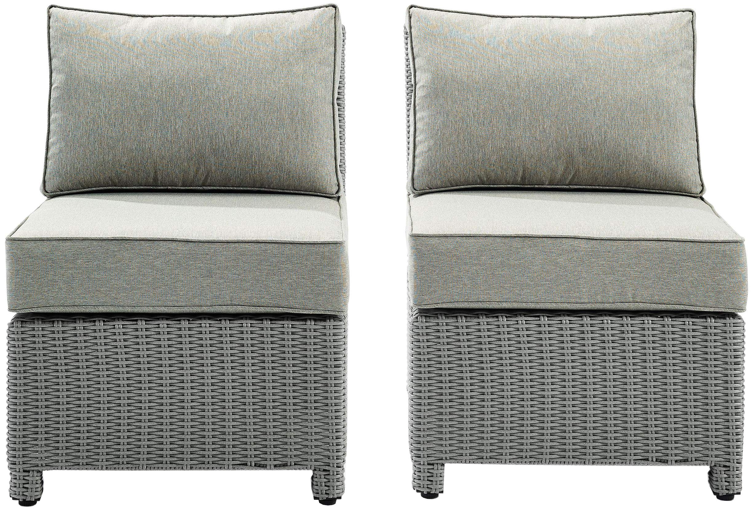 Crosley Bradenton 2-Piece Outdoor Wicker Chair Set with Gray Cushions - Patio Furniture for Conversation, Porch, Deck & Backyard Relaxation
