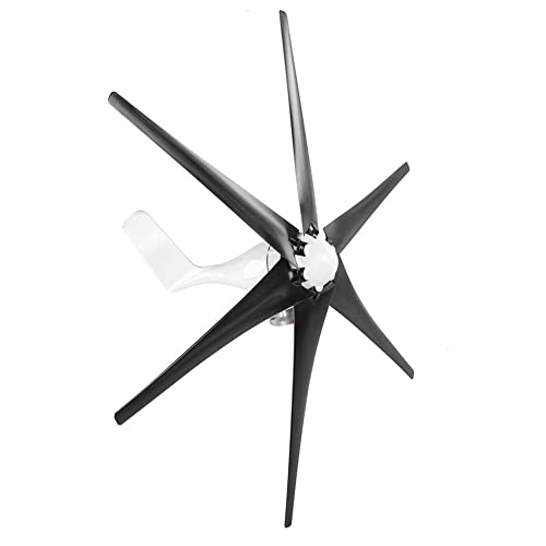 300W 6-Blade Mini Wind Turbine Generator Kit with Controller - 24V Low Noise Wind Power Supply for Home, RV & Off-Grid Use | Black
