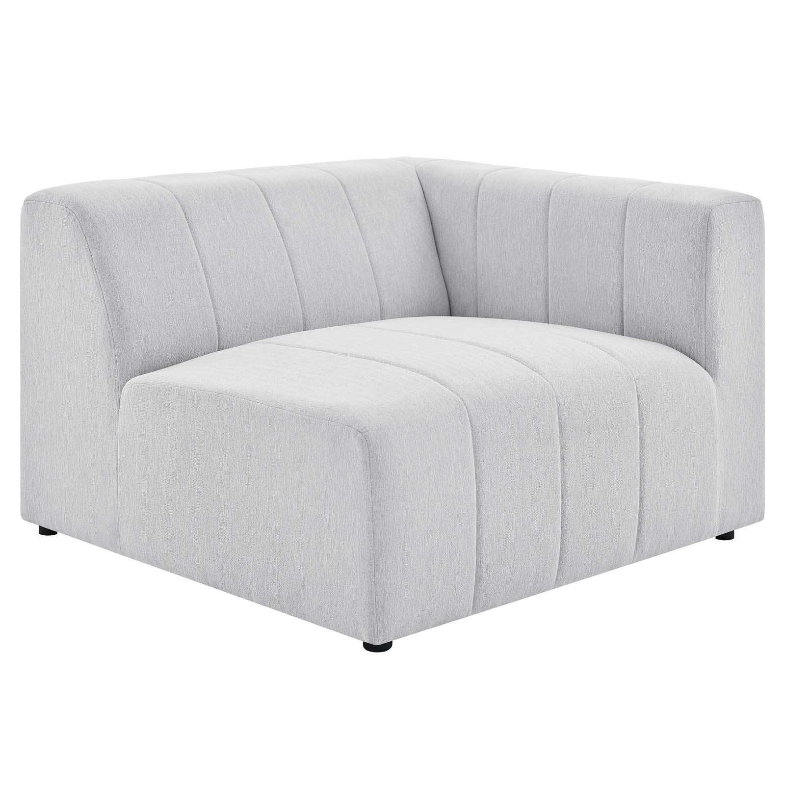 Modway Bartlett 6-Piece Upholstered Sectional Sofa with Chaise in Ivory - Modern Tufted Fabric Living Room Furniture for Family Gatherings & Home Theater