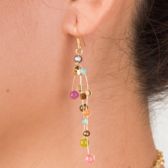 Reena Celebration Silk and Bead Earrings for Women - Handmade Boho Dangle Earrings with Tassel - Perfect for Weddings, Parties & Special Occasions