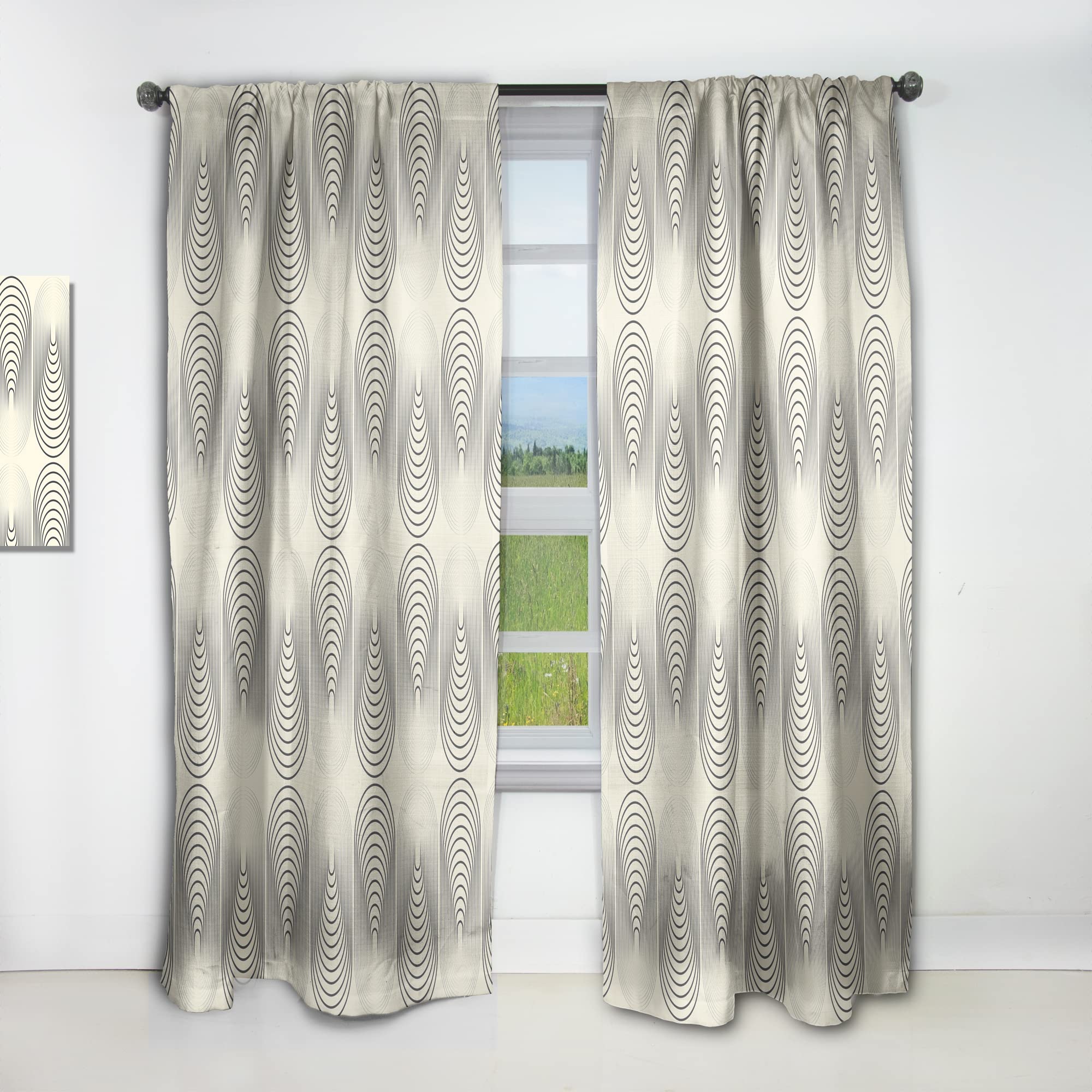 DesignQ Monochrome Geometric Pattern X Thermal Insulated Curtains - Single Panel 52x120 Inches - Blackout Drapes for Bedroom & Living Room - Modern Window Treatment for Home Decor