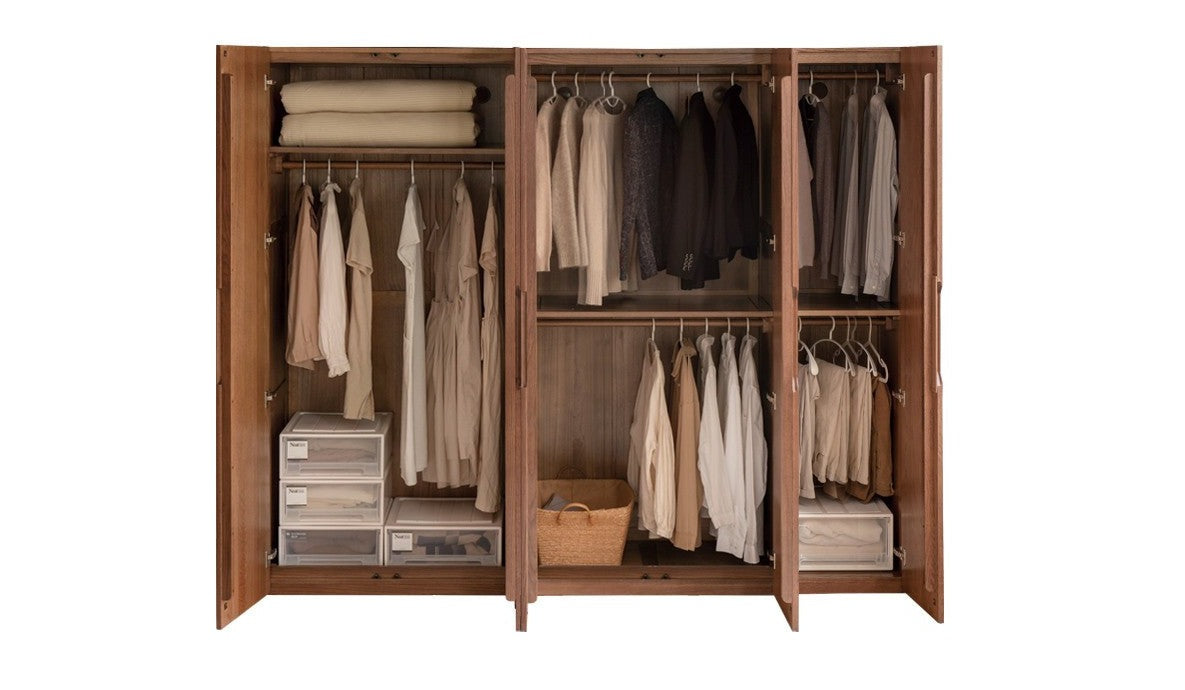 Solid Oak Wood Modern Wardrobe - Stylish & Durable Closet for Bedroom, Walk-In Closet, or Guest Room Storage