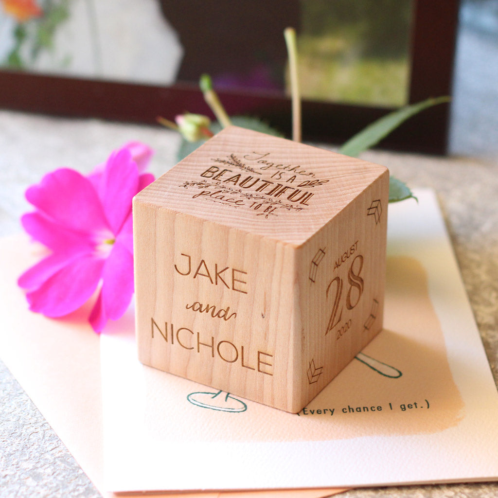 Personalized Wedding Keepsake Block - Custom Engraved Wooden Anniversary Gift for Couples - Perfect for Wedding Decor, Anniversary Celebrations & Romantic Home Decor
