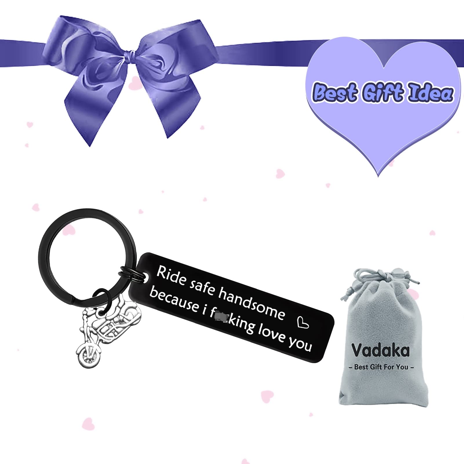 Motorcycle Keychain Gift for Bikers - Ride Safe Keyring with 'Handsome Because I Love You' Engraving - Valentine's Day, Birthday & New Driver Present for Boyfriend - Perfect for Motorcycle Enthusiasts & Safety-Conscious Riders
