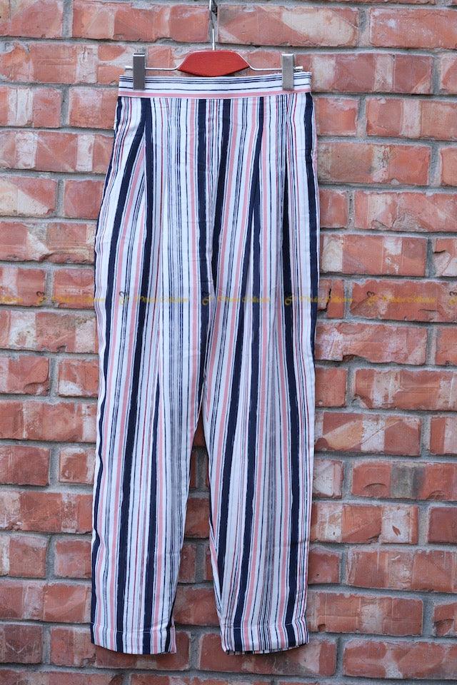 Slim Fit Striped White Pants for Men & Women - Stylish Casual & Office Wear