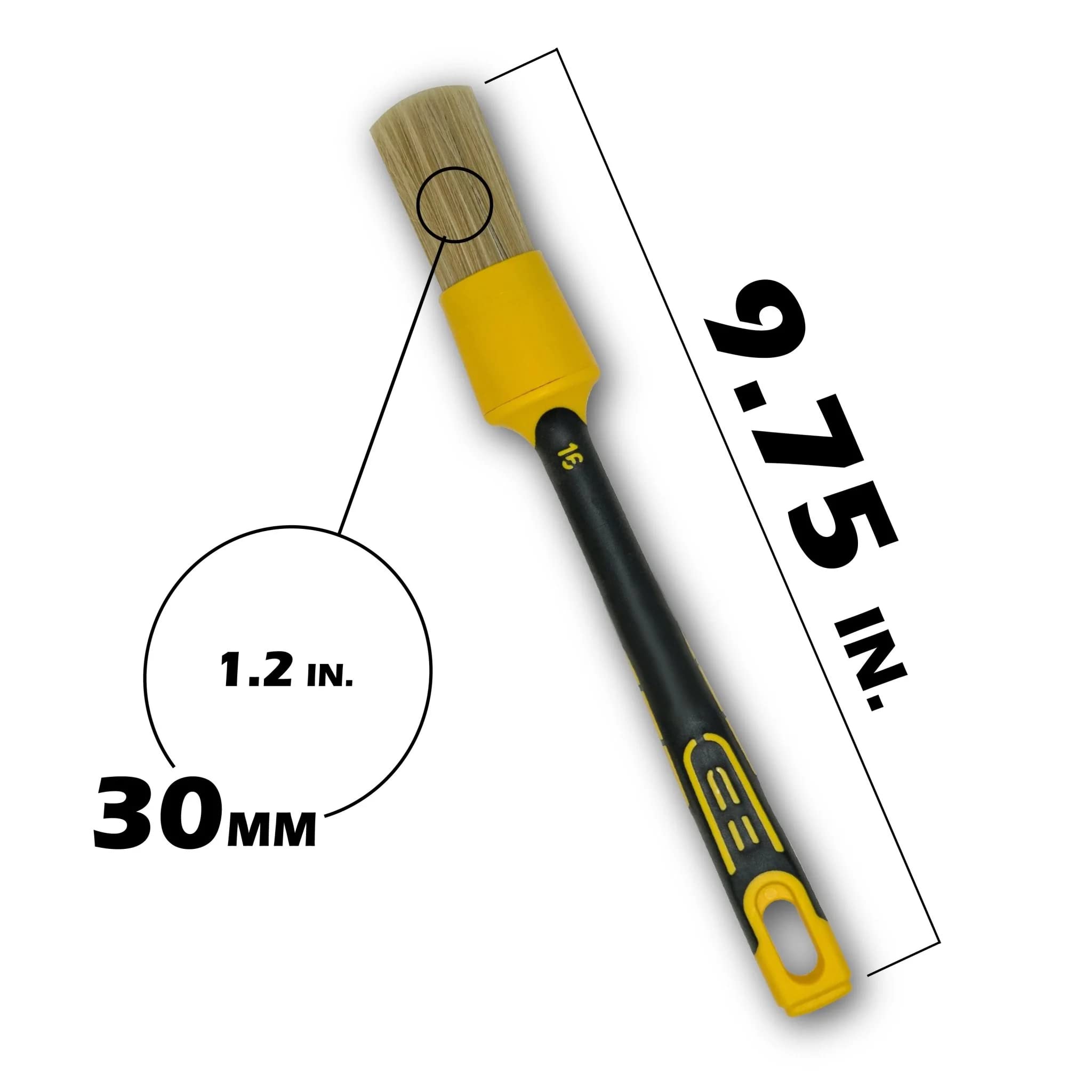 Premium Rubber Detailing Brush for Cars (16mm) - Perfect for Cleaning Wheels, Grilles & Tight Spaces - Auto Detailing & Car Wash Accessories