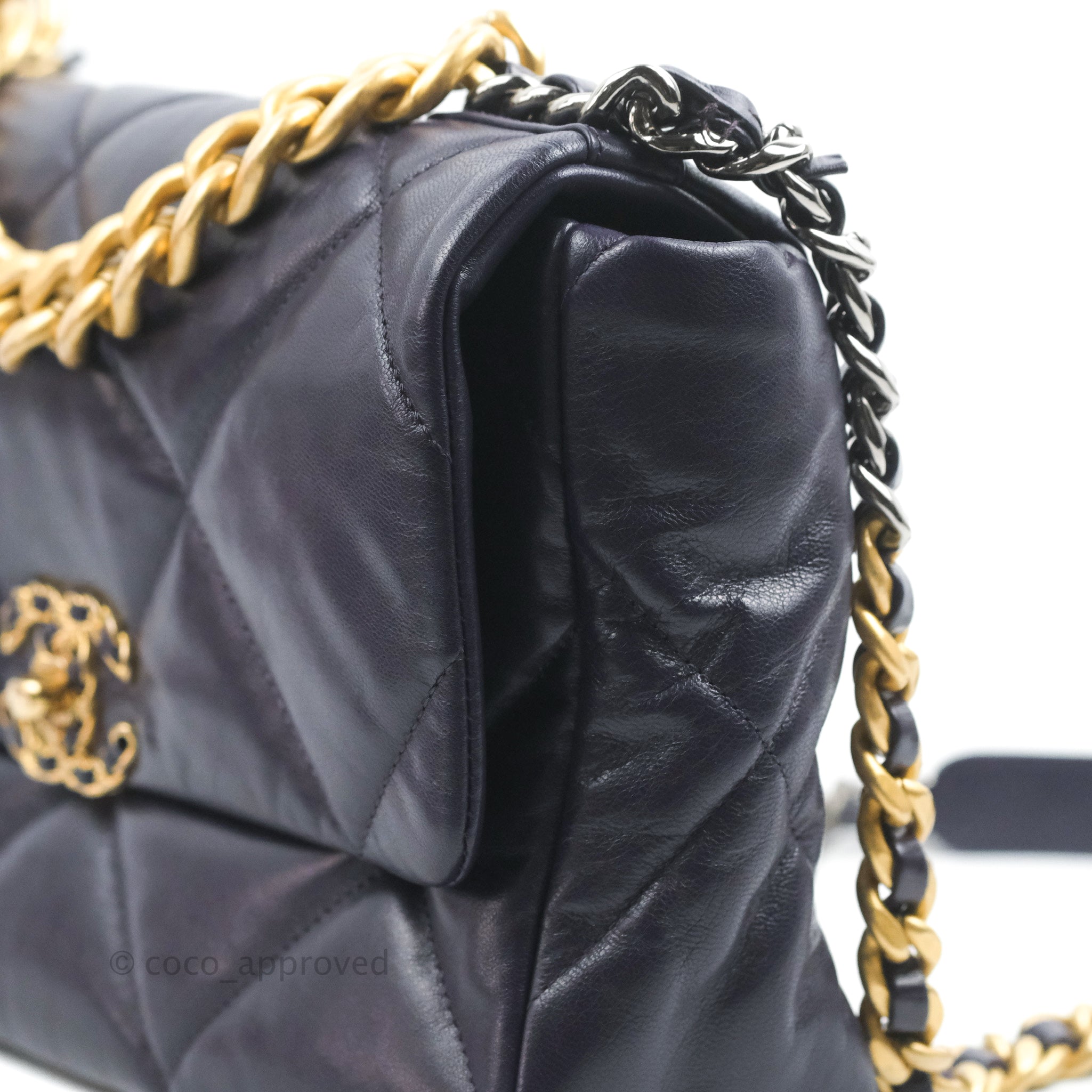 Chanel 19 Medium Flap Bag in Dark Purple with Mixed Hardware - Luxury Designer Handbag for Women, Perfect for Date Night & Special Occasions
