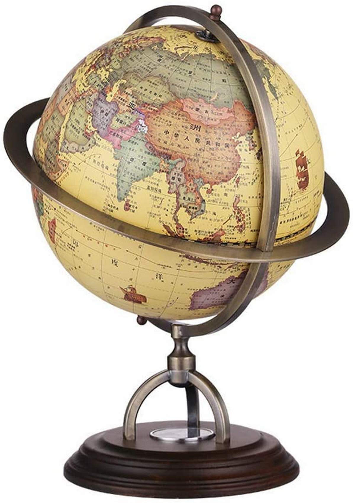 Vintage World Globe for Desktop - Educational Interactive Earth Globe with Stand for Kids & Adults - Perfect for Home, Office, and Classroom Geography Learning