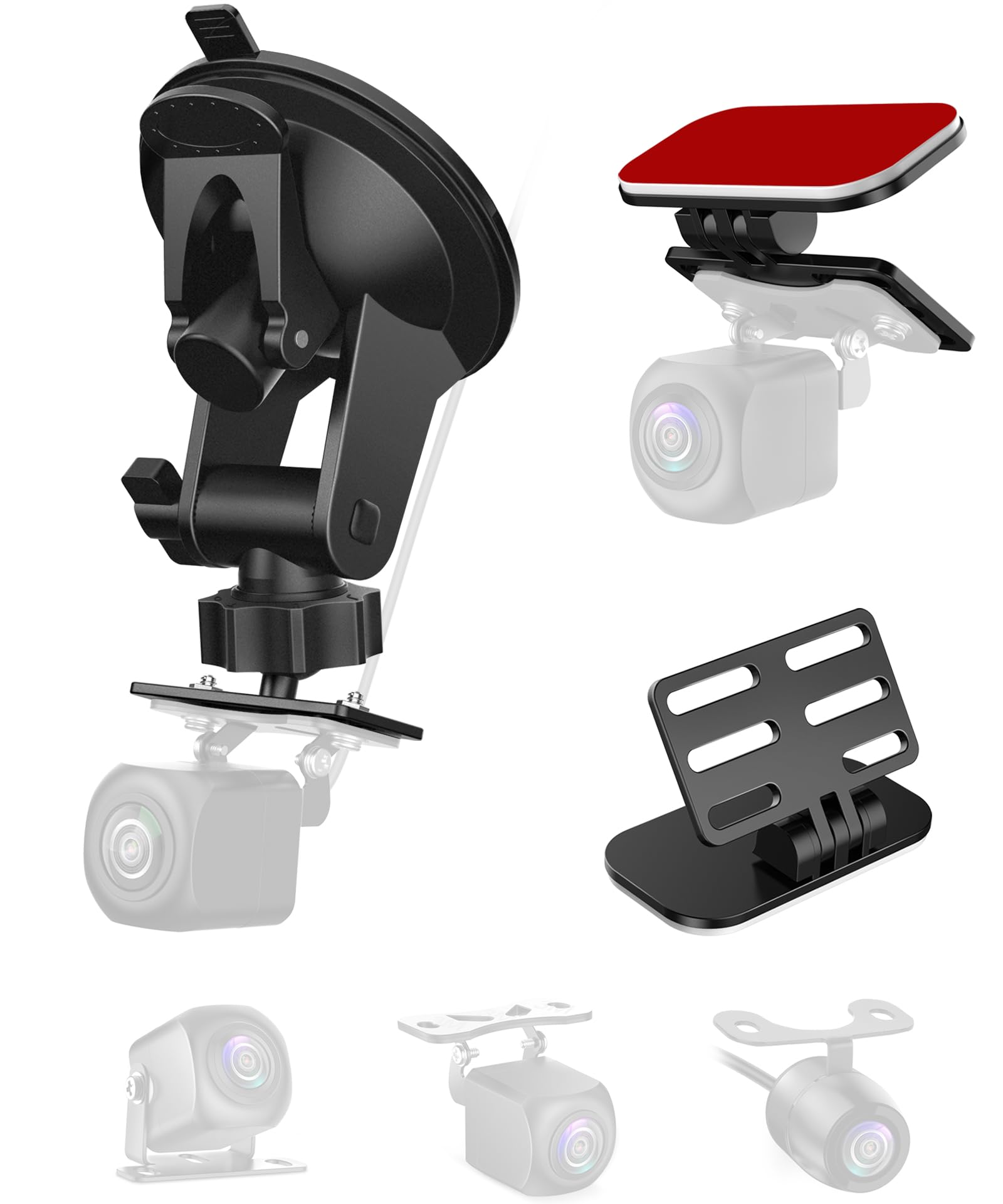 Pixelman Universal Rear Window Camera Mount (2 Pack) - Adjustable Back Windshield Backup Camera Bracket for Dash Cam, Rearview & Reverse Cameras - Perfect for Car Recording, Parking Assistance & Night Driving