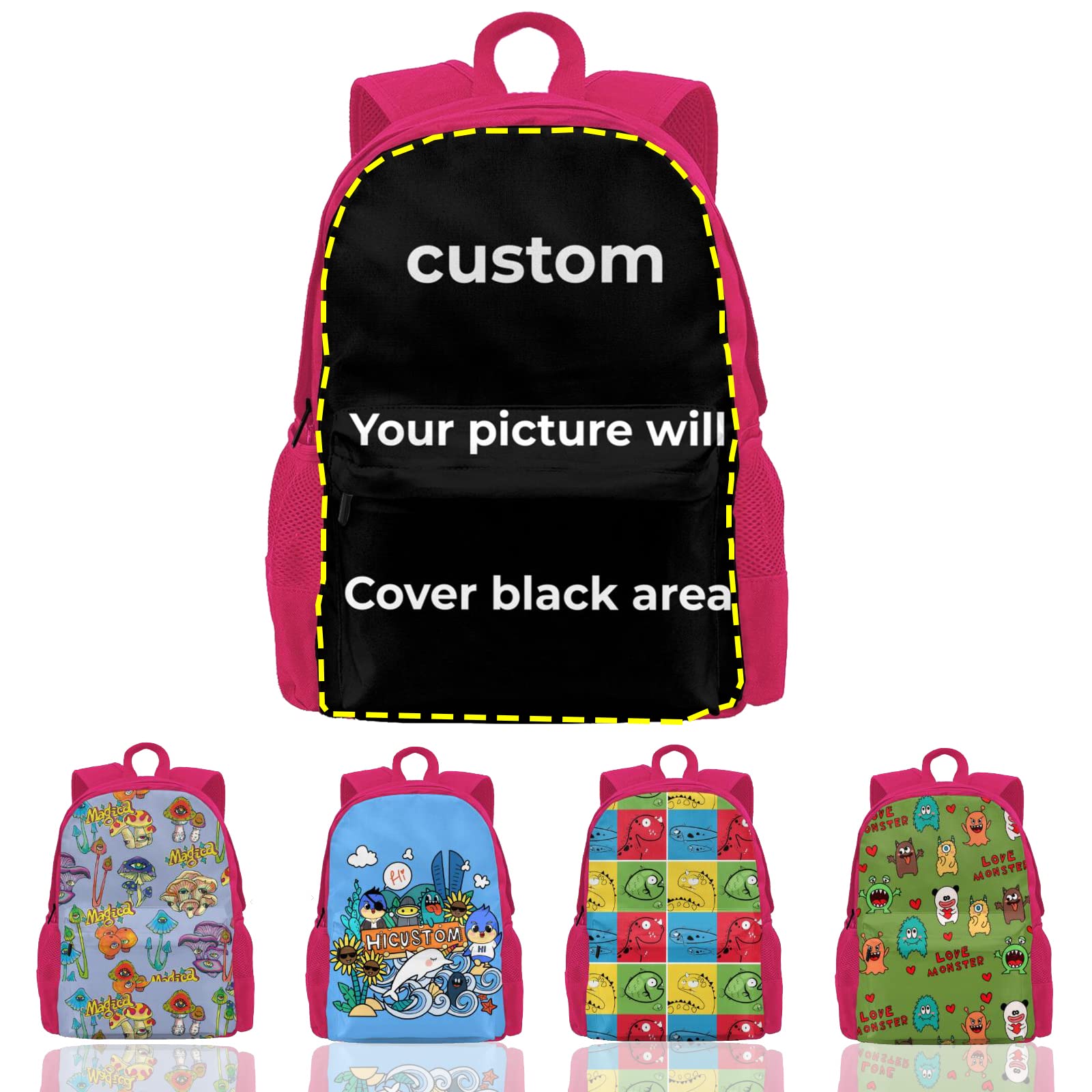 Custom Travel Laptop Backpack for School & Hiking - Personalized with Your Name/Text/Image - Durable Shoulder Daypack (Pink) | Perfect for College, Work Commute & Outdoor Adventures