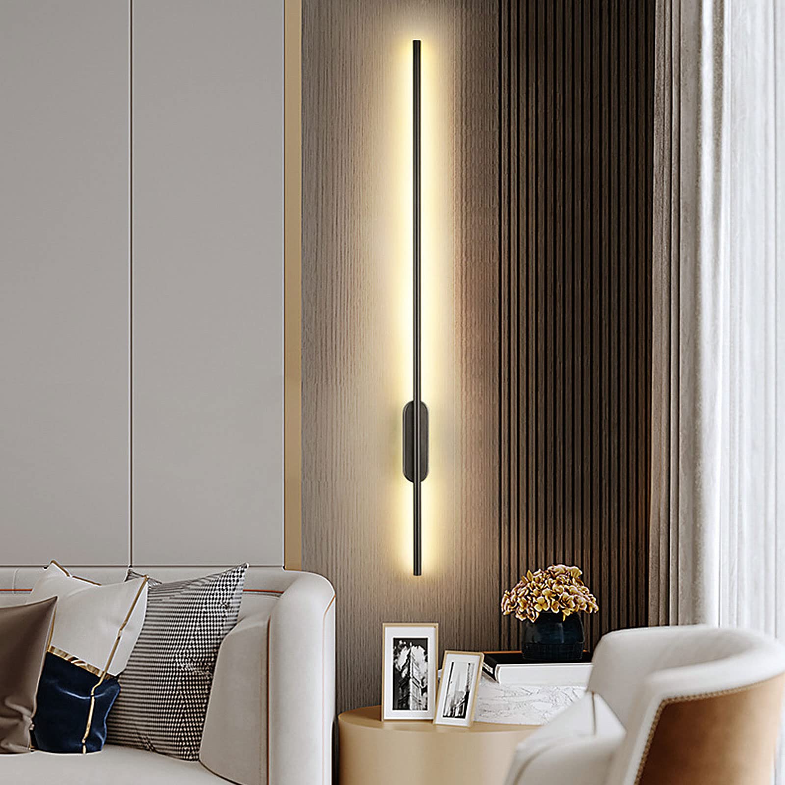 Modern Nordic Linear LED Wall Sconce - 100cm Long Strip Aluminum Wall Lamp for Bedroom, Stairs, Hallway & Living Room | Energy-Efficient Ambient Lighting for Home Decoration & Background Accent