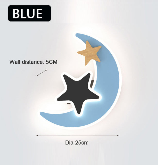 Rocket Moon Star Wall Lamp - LED Night Light for Kids Room Decor | Space-Themed Nursery Lighting for Bedroom & Playroom