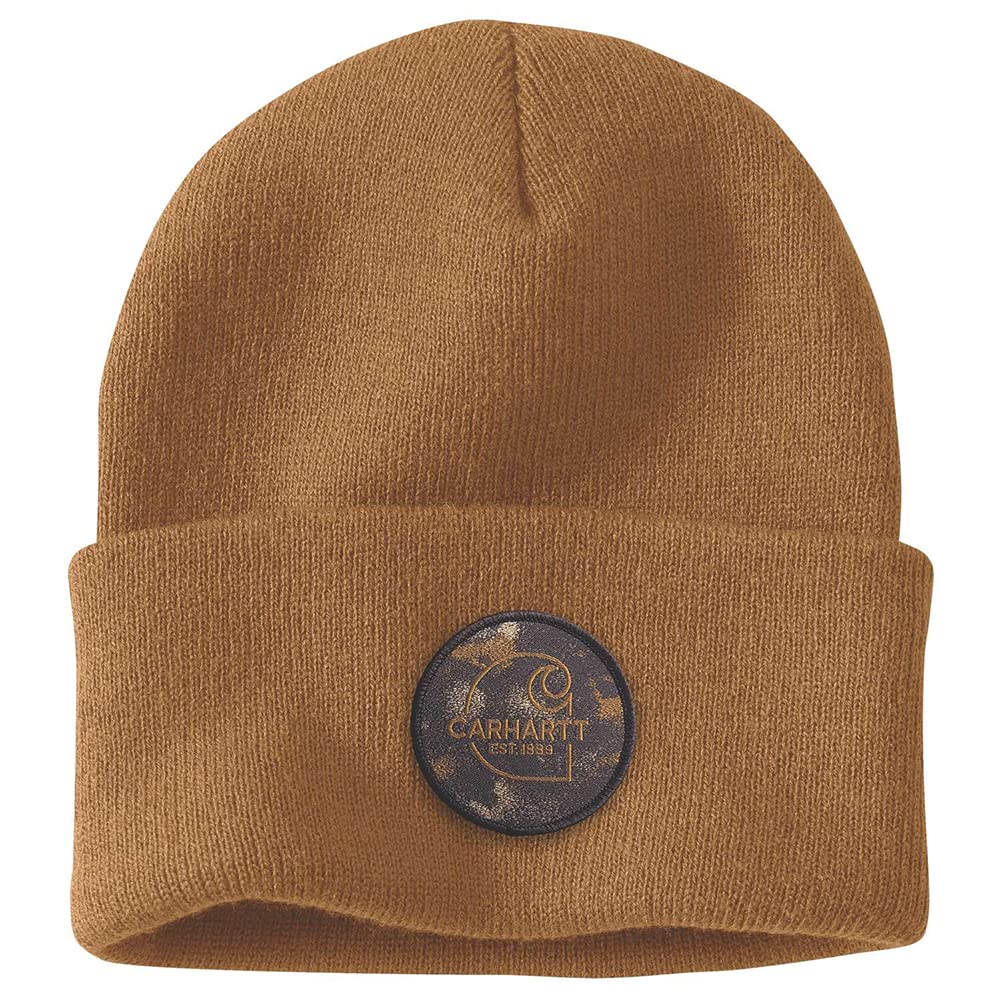Carhartt Unisex Beanie Hat with Envelope & Clover Leaf Patch - Warm Winter Knit Cap for Men and Women - Perfect for Outdoor Activities, Hiking, and Cold Weather Fashion