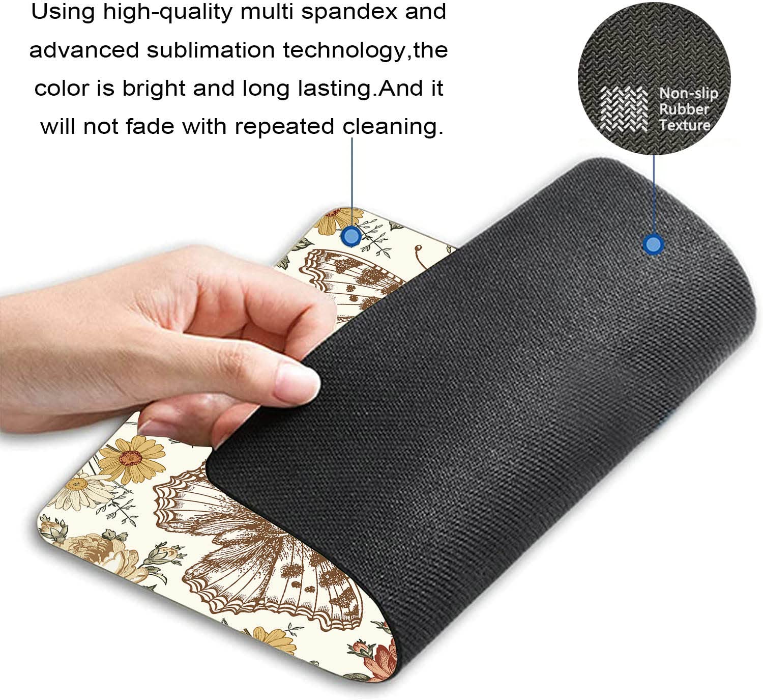 Non-Slip Rubber Base Flowers & Butterflies Gaming Mouse Pad - 9.5