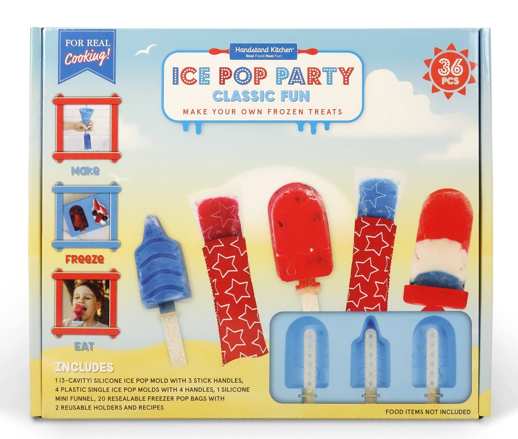 Handstand Kitchen Ice Pop Party Kit - Make Molded, Poured & Squeeze Pop Style Frozen Treats | Perfect for Summer Parties, Kids Snacks & DIY Desserts