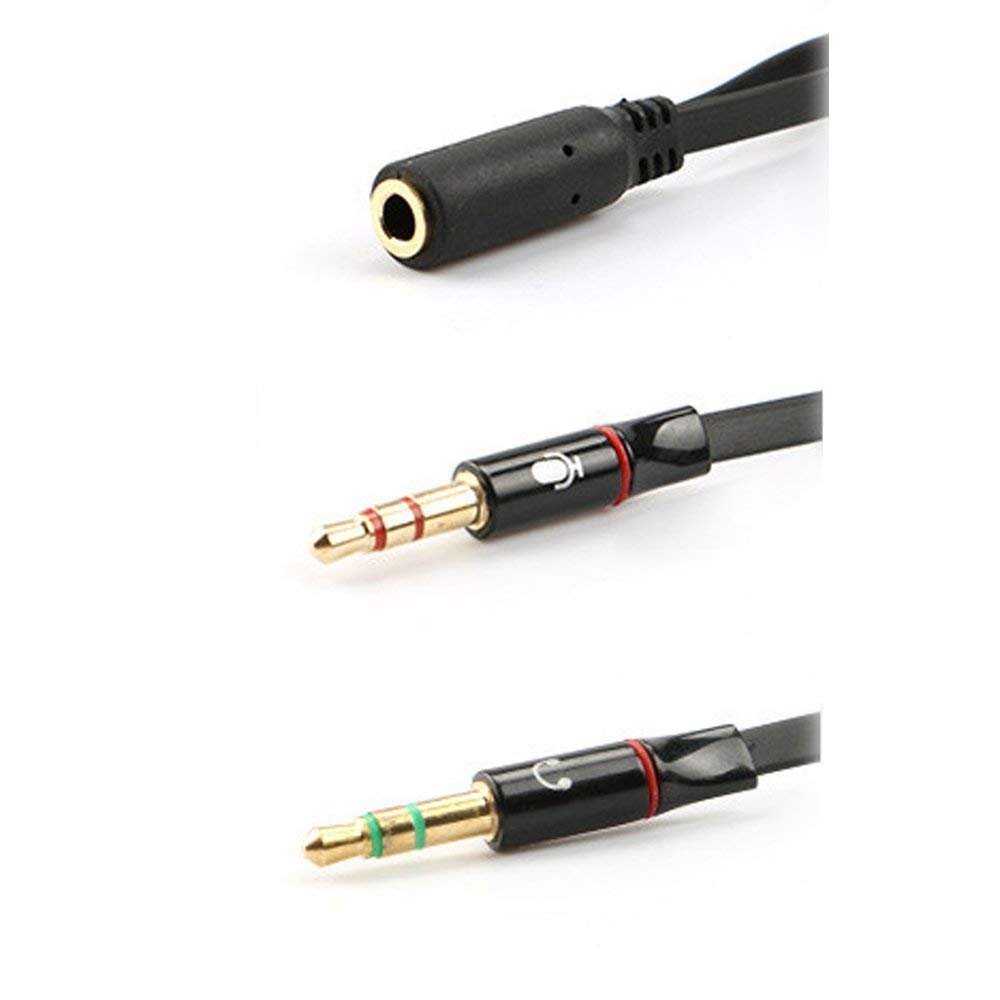 Premium 3.5mm Headphone Splitter - 2 Male to 1 Female Gold Plated Audio Y Adapter for Computer, Smartphone, PC - Ideal for Gaming, Music Sharing & Conference Calls (Black, 1 Pack)