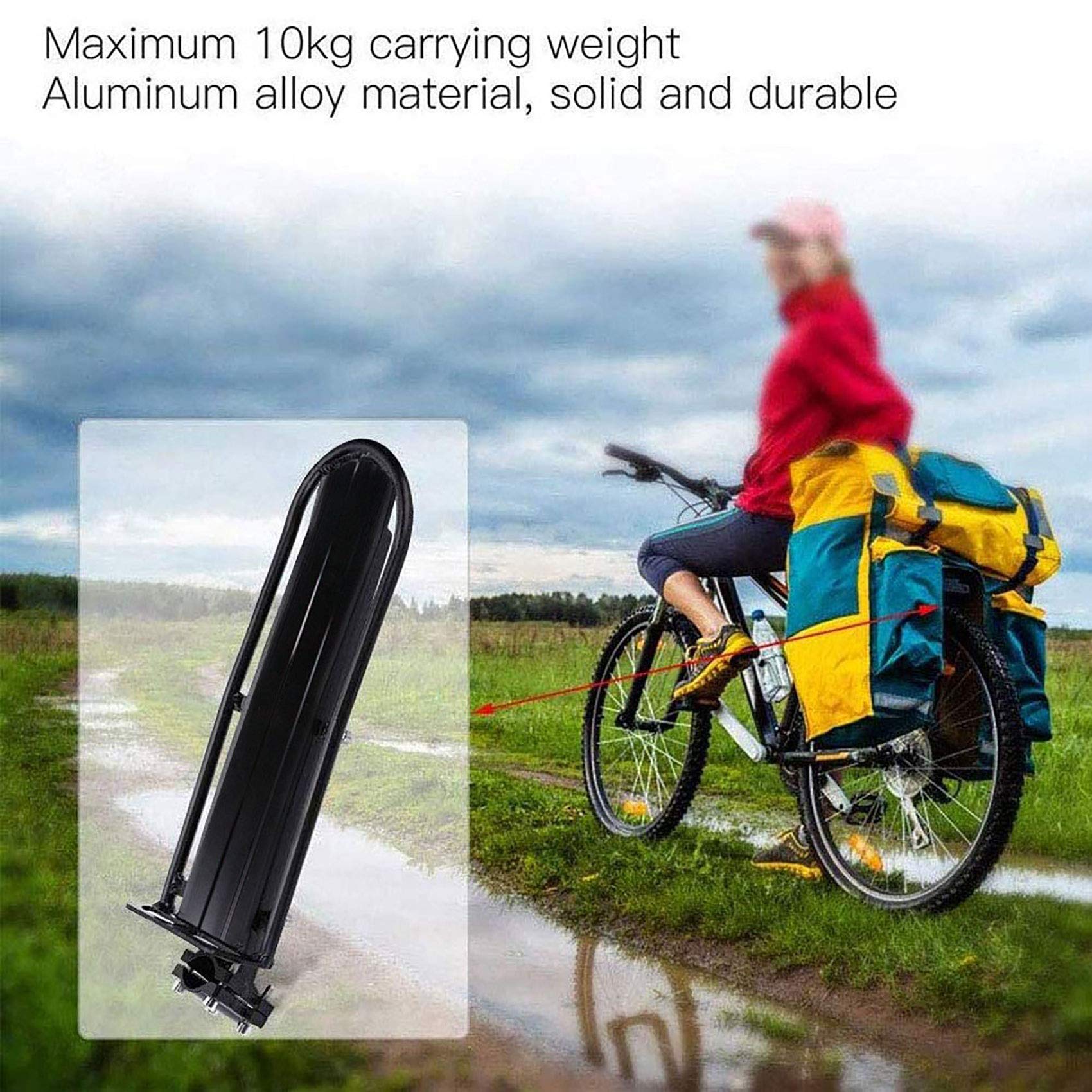 Adjustable Bike Cargo Rear Rack - Retractable Bicycle Luggage Carrier for Mountain/Road Bikes - Heavy Duty Black Bike Rack for Commuting, Touring & Outdoor Adventures
