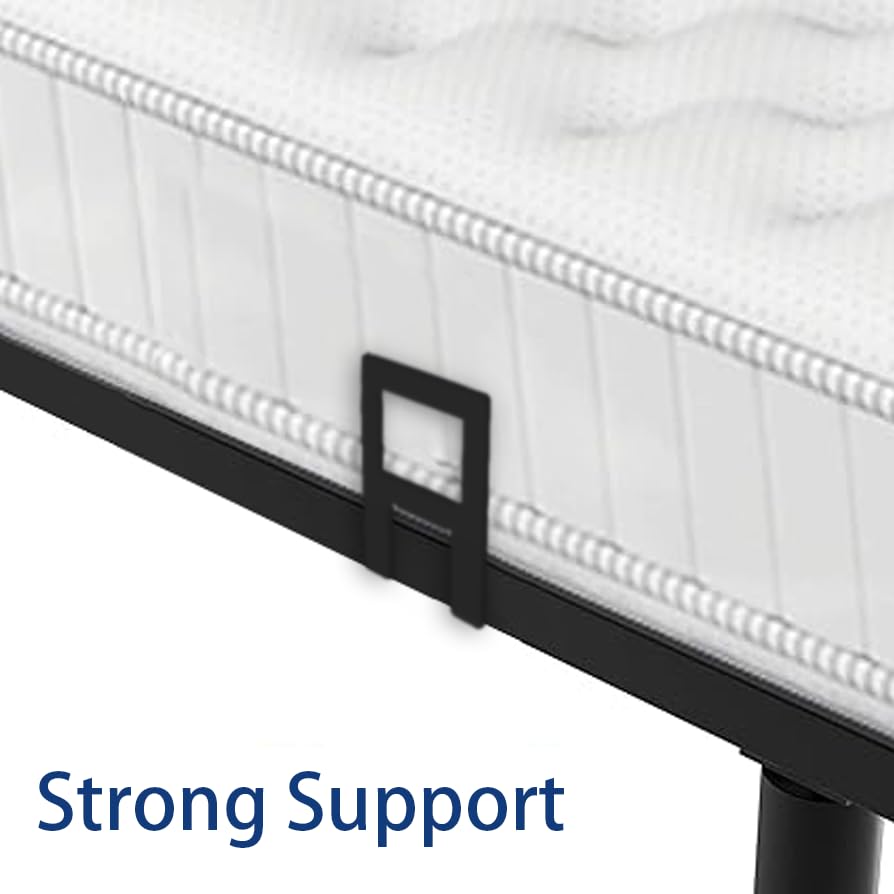 Non-Slip Mattress Grippers for Metal Bed Frames - 6PC Adjustable Anti-Slip Baffles, Black Mattress Holders to Keep Mattress in Place - Perfect for Queen/King Size Beds, Bedroom Furniture Stability & Noise Reduction