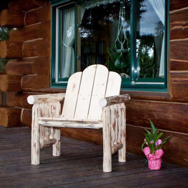 Montana Log Deck Chair - Rustic Outdoor Wooden Patio Lounge Chair for Garden, Poolside & Backyard Relaxation | Heavy Duty & Weather Resistant
