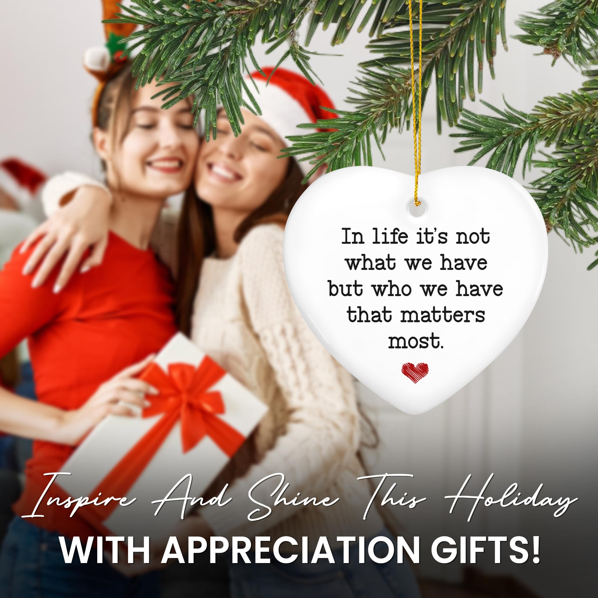 Inspirational Christmas Ornaments 2024 - Ceramic Tree Decor for Women, Teachers, Coworkers | Holiday Gifts & Decorations