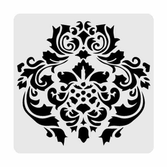 5x5 Inch Damask Print Stencil for DIY Crafts, Wall Painting, and Fabric Design - Reusable Decorative Template for Home Decor & Art Projects