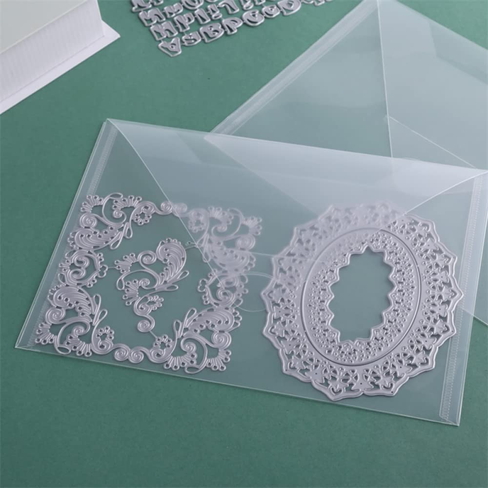 10 Pack 10x7 Inch Large Stamps and Dies Storage Pockets - Durable Reusable Plastic Envelopes for Craft Organization - Perfect for Cutting Dies, Stencils, Embossing, Paper & Card Crafts - Ideal for Scrapbooking, Card Making & DIY Projects