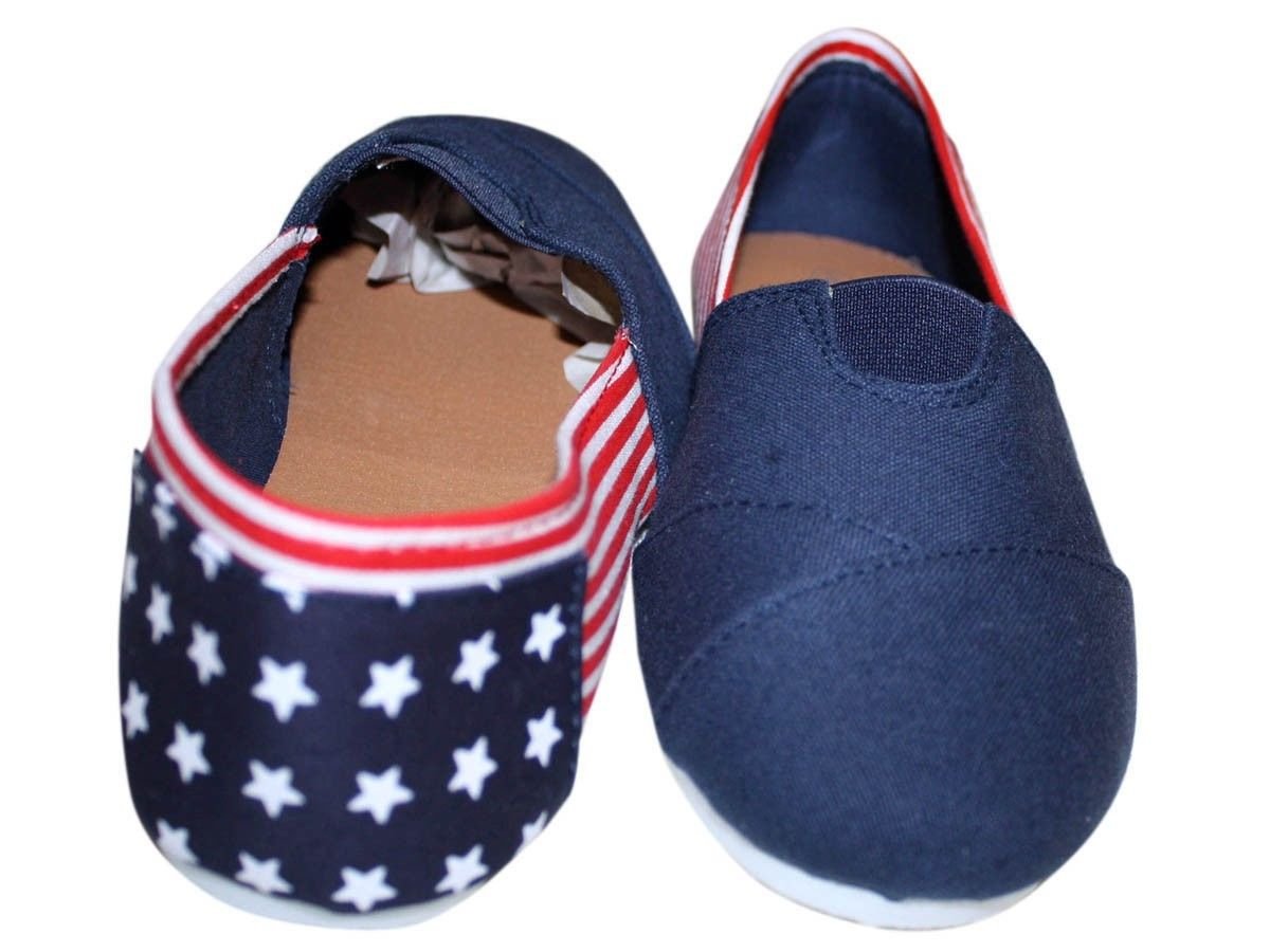 Women's USA Flag Canvas Slip-On Flats - Comfortable & Stylish Casual Shoes for Walking, Travel & Everyday Wear