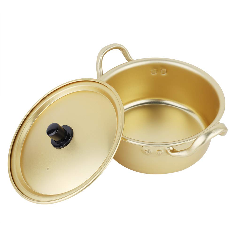 Korean Shin Ramyun Noodle Pot - 20cm Double Handle Yellow Aluminum Stockpot for Authentic Korean Food | Perfect for Ramen, Hot Pot & Home Cooking