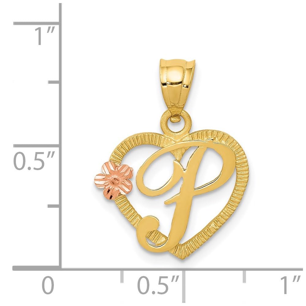 14K Two-Tone Gold Heart Letter Alphabet Initial Pendant Necklace - Personalized Name Jewelry Gift for Women - Perfect for Valentine's Day, Anniversary & Birthday Gifts