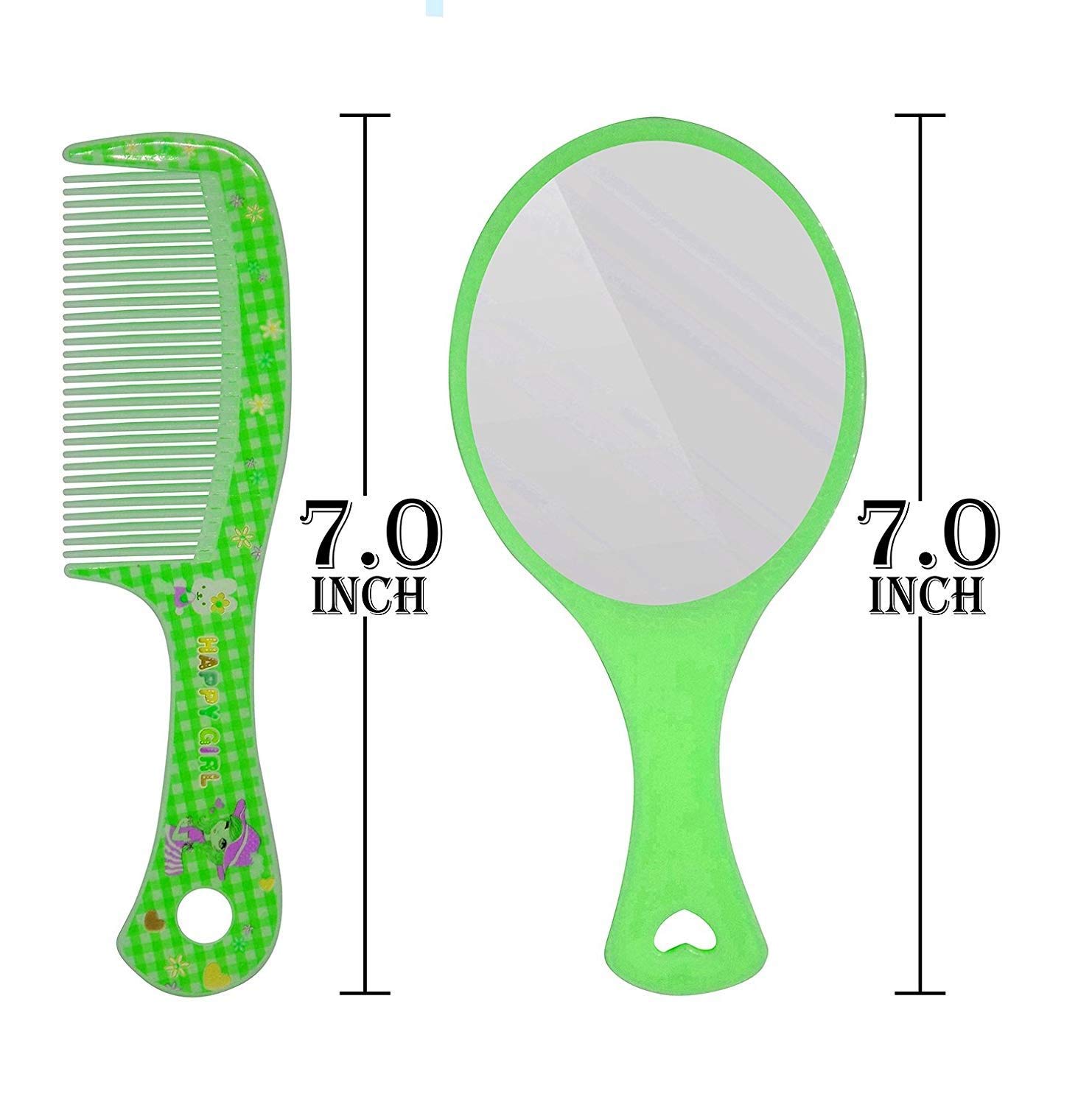 SIYAA Hand Mirror with Comb Set for Women and Girls - Portable Travel Vanity Mirror & Hair Comb Kit (Yellow) - Perfect for Makeup, Hair Styling, Travel & Gift Giving