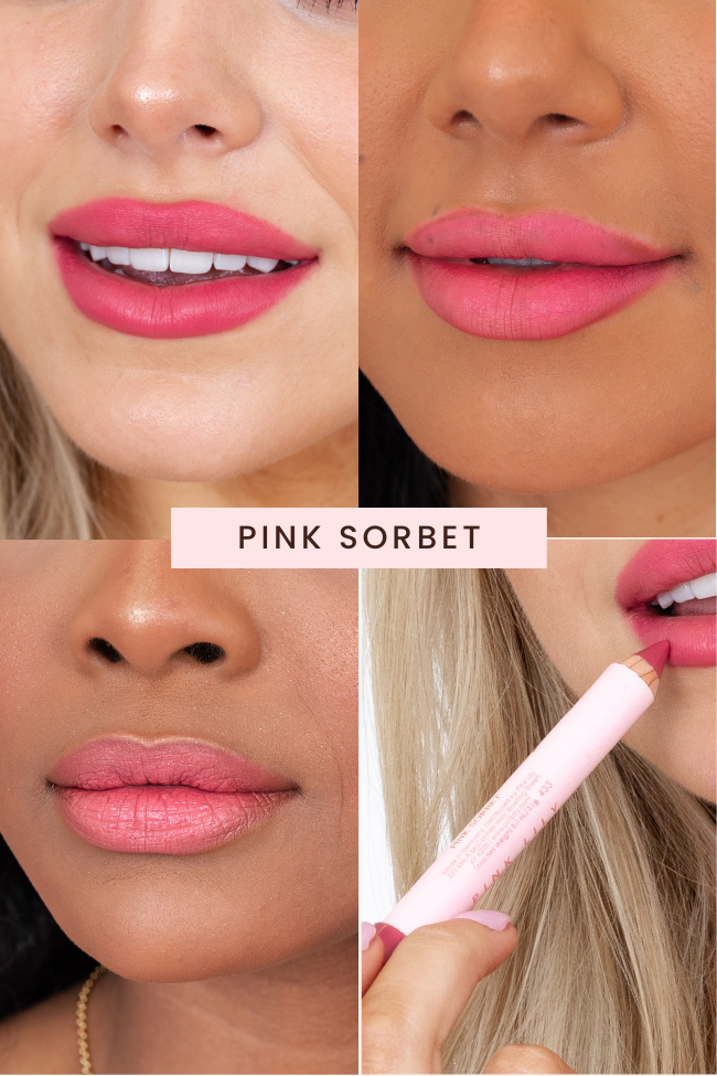 Pink Lily Beauty Double Bloom Dual Lipstick & Lip Liner Set - Pink Sorbet Shade | Long-Lasting Matte & Glossy Finish | Perfect for Day & Night Makeup Looks | Final Sale