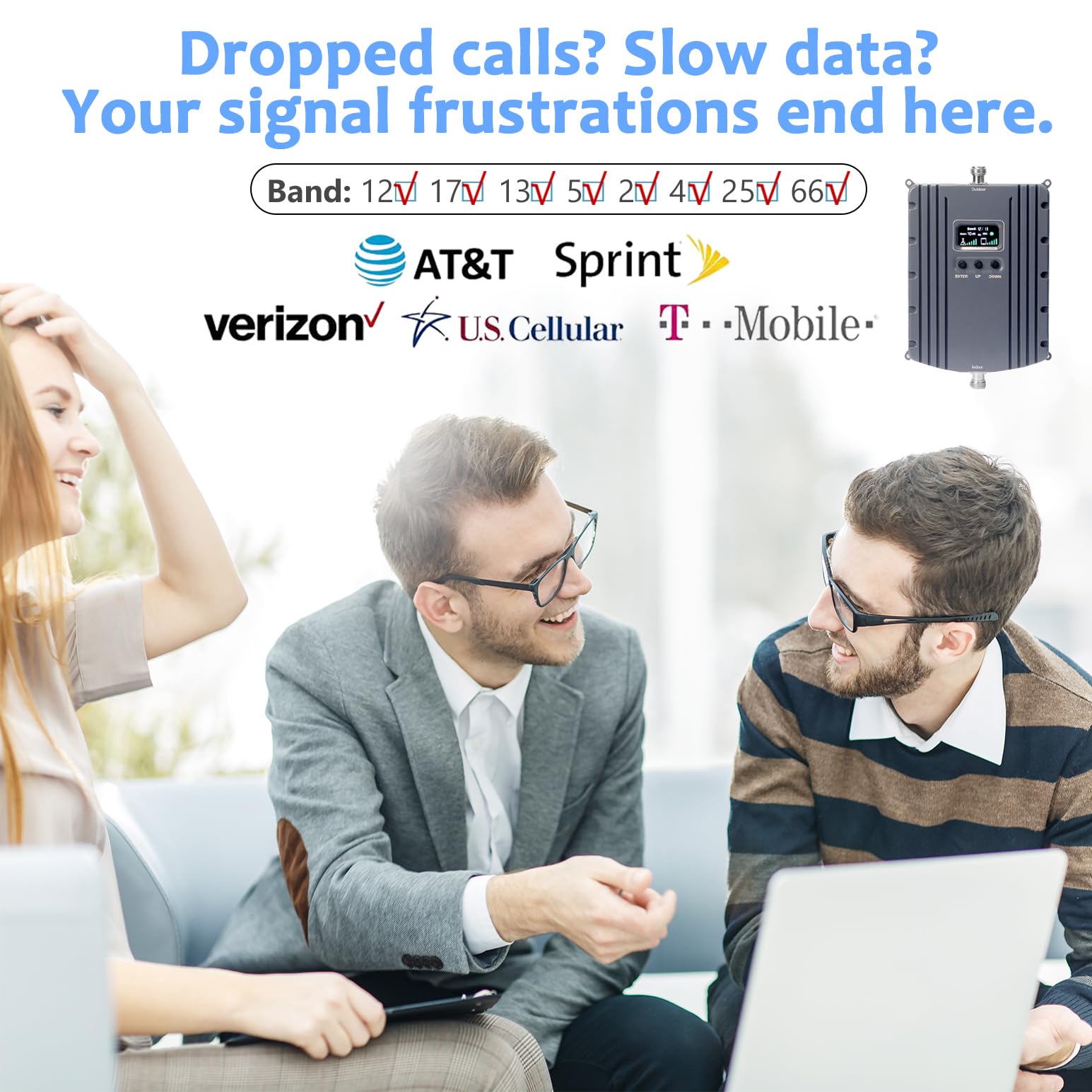 Best 4G/5G LTE Cell Phone Signal Booster for Home & Office - Covers Up to 8000 Sq.Ft with 2 Panel Antennas | Supports All US Carriers (Band 66/2/4/5/12/17/13/25) | FCC Approved | Perfect for Multi-Room Coverage, Basements & Rural Areas