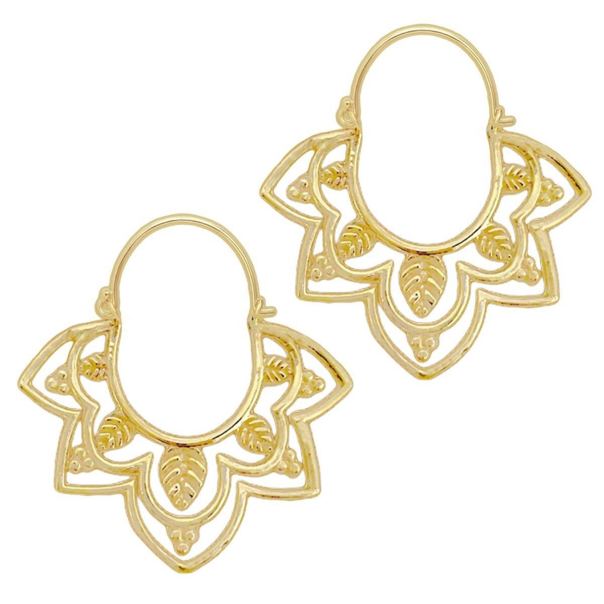 Boho Gold Hoop Earrings for Women - Trendy Daisly Design - Perfect for Casual, Party & Wedding Accessories