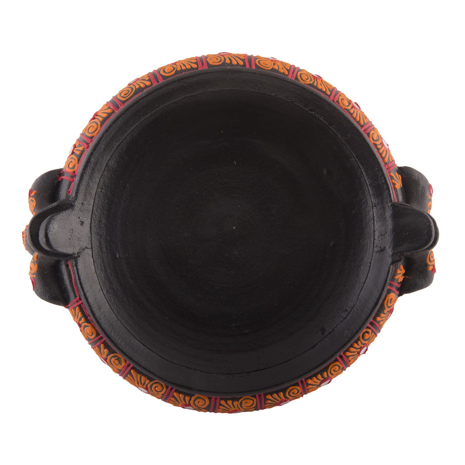Handmade Black Earthenware Decorative Flower Pot - 11.5 Inch Uruli for Home Decor, Garden & Wedding Centerpieces | Potpourri Bowl & Traditional Indian Urli for Aromatherapy