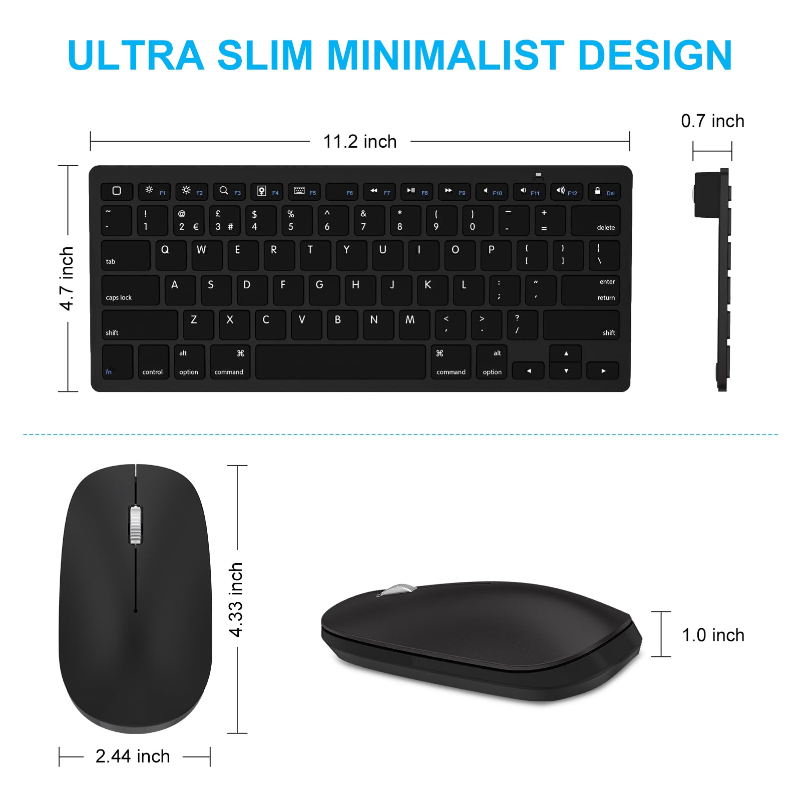 SPARIN Wireless Bluetooth Keyboard and Mouse Combo for iPad 11th/10th Gen, iPad Air 13/11 inch, iPad Pro 13/12.9/11 inch, iPad 9th/8th Gen & iPad Mini 7th/6th Gen - Compatible with iOS 13+ (Black) | Perfect for Work, Study & Home Office Use