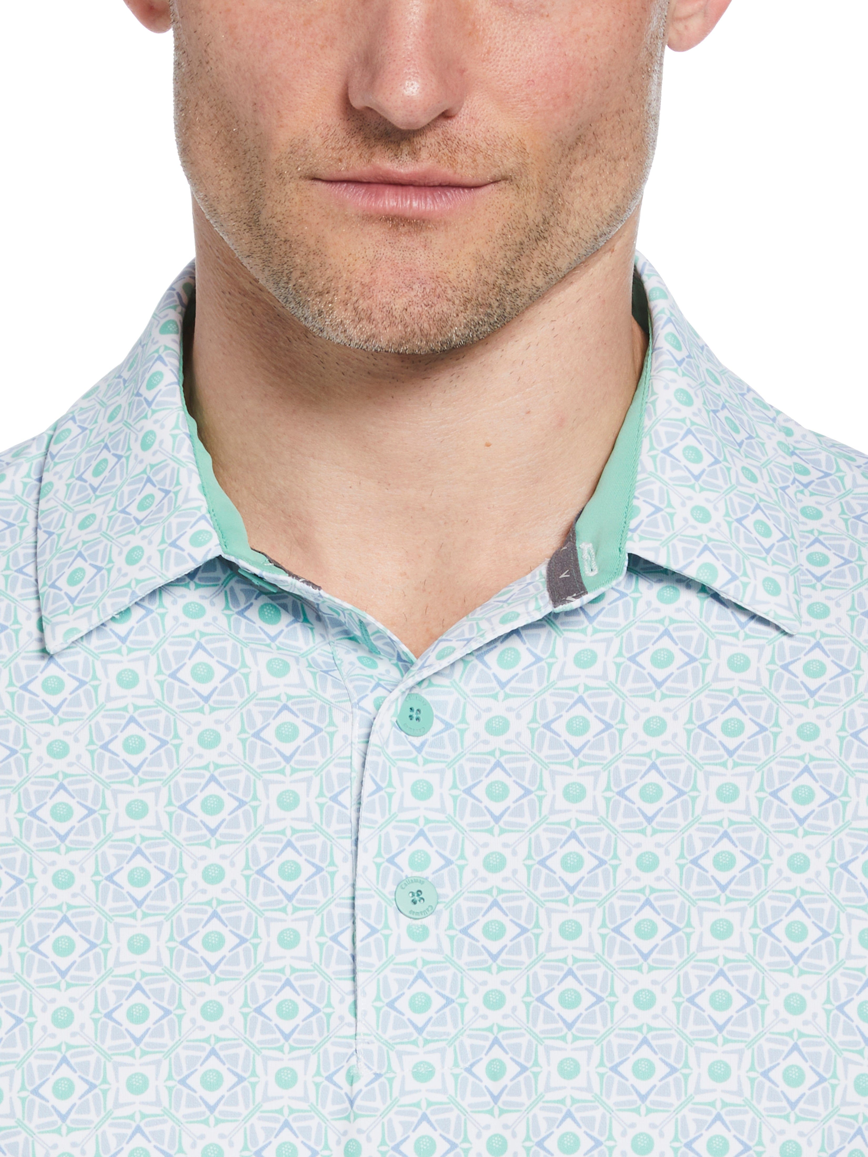 Men's Stylish Foulard Print Golf Polo Shirt - Breathable Performance Fabric for Golfing, Casual Wear & Outdoor Activities